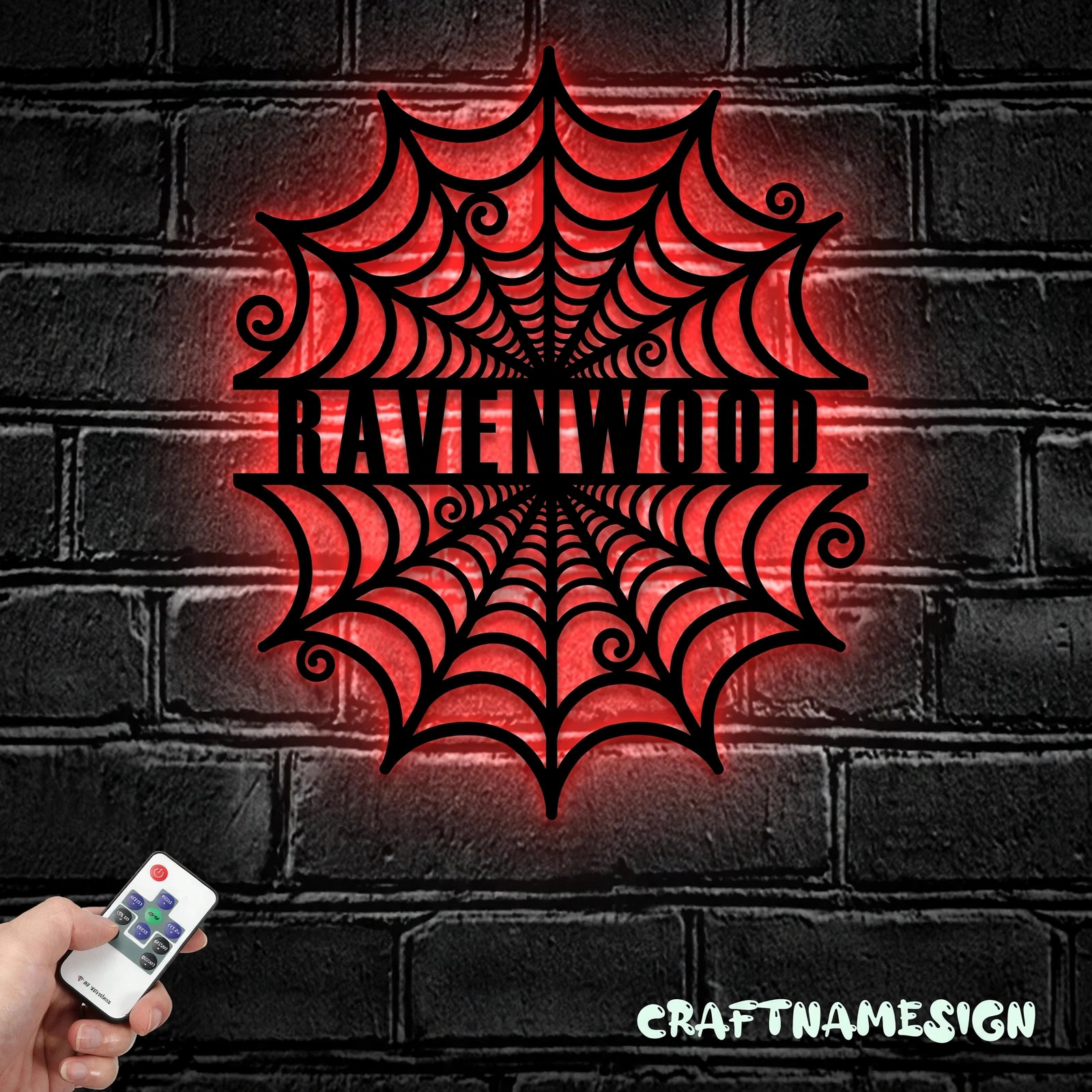 Custom Halloween Spider Metal Wall Art LED Light - Personalized Creepy Spider Web Name Sign Decoration - Ideal for Home Decor & Gift