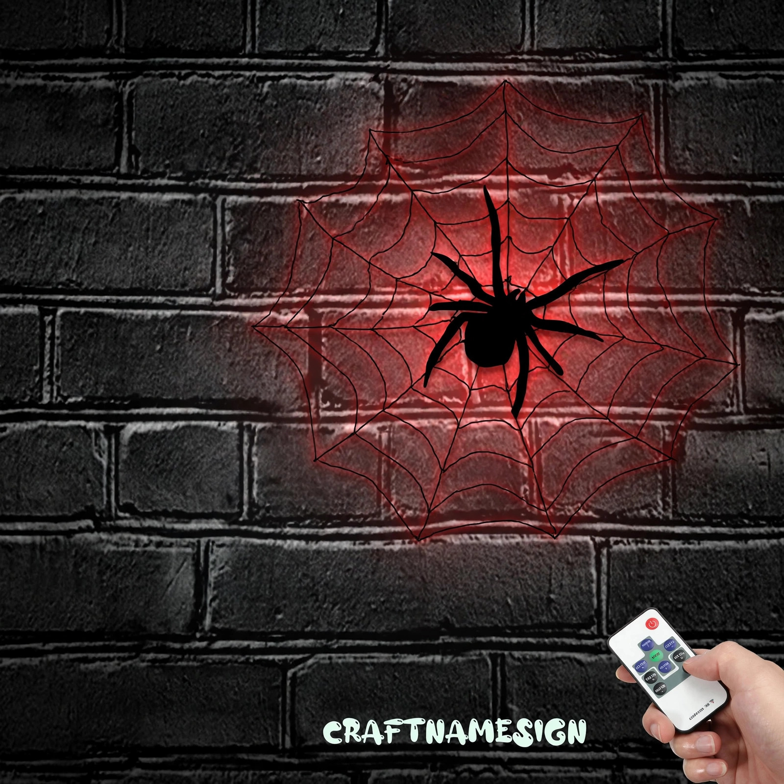 Halloween Spider Metal Wall Art LED Light - Creepy Spider Web Sign Decoration - Ideal for Home Decor & Gift