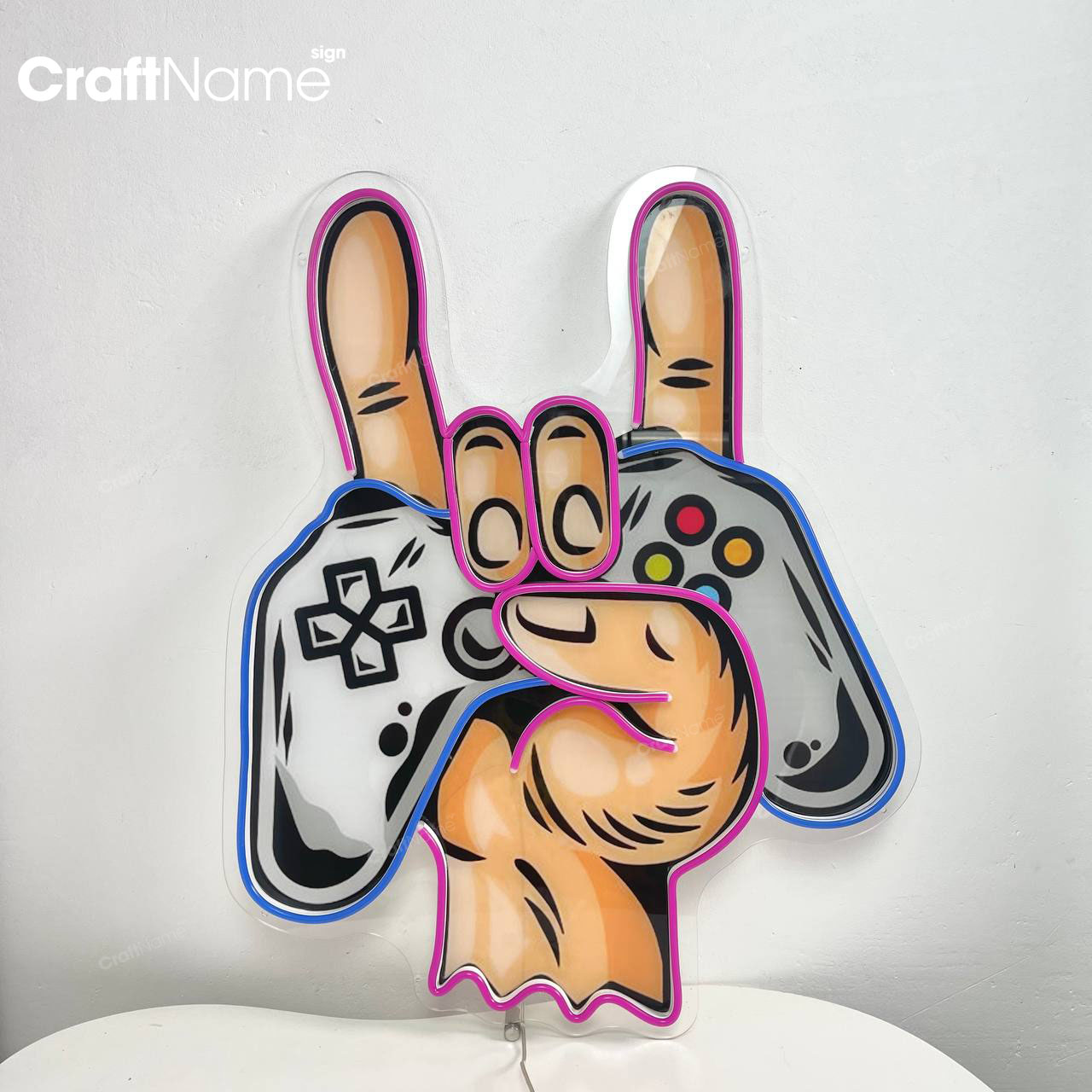 Led Signage Steel Rock Game Controller Neon Acrylic Print Sign - Craft Name Sign
