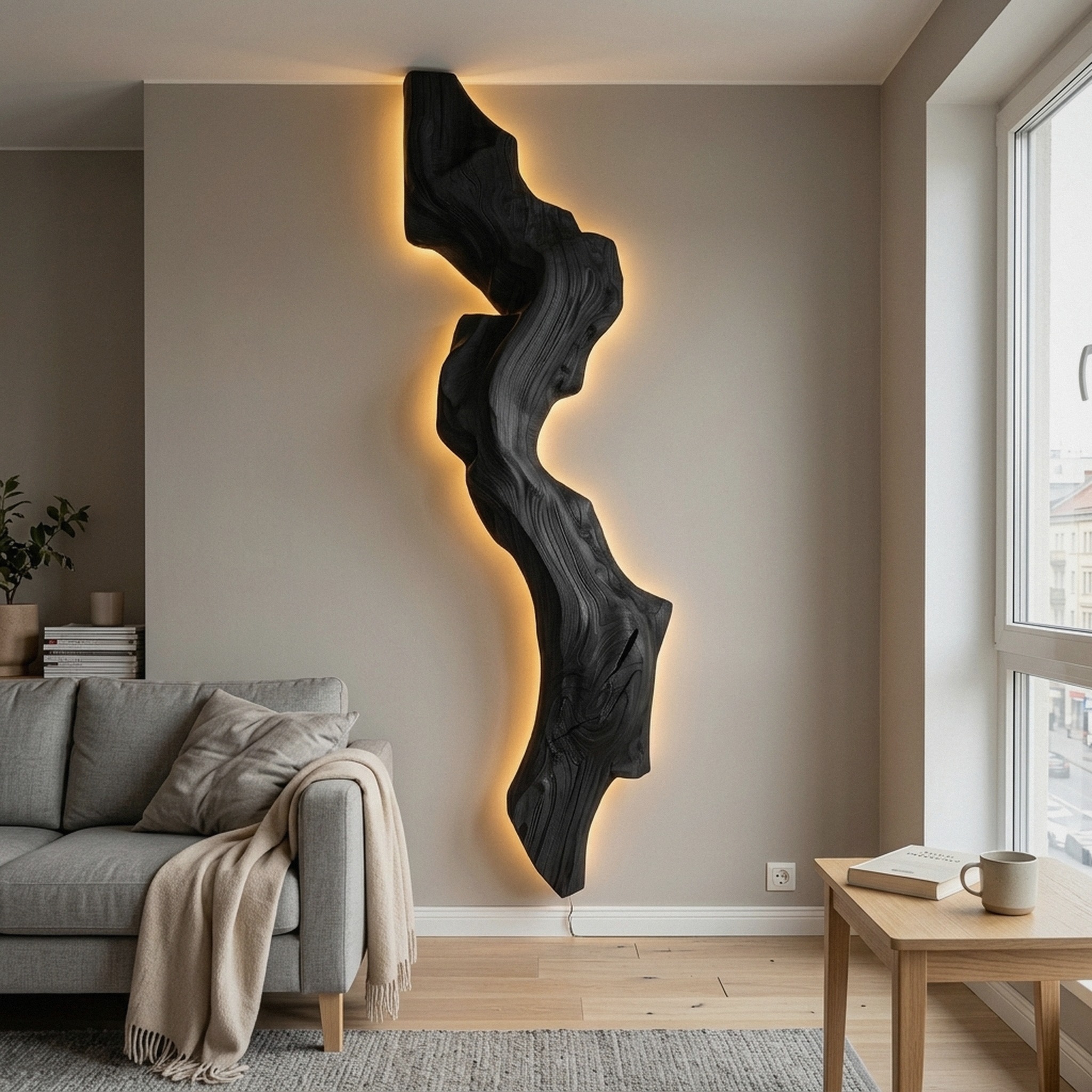 Abstract Live Edge Wall Lamp for Bedroom
