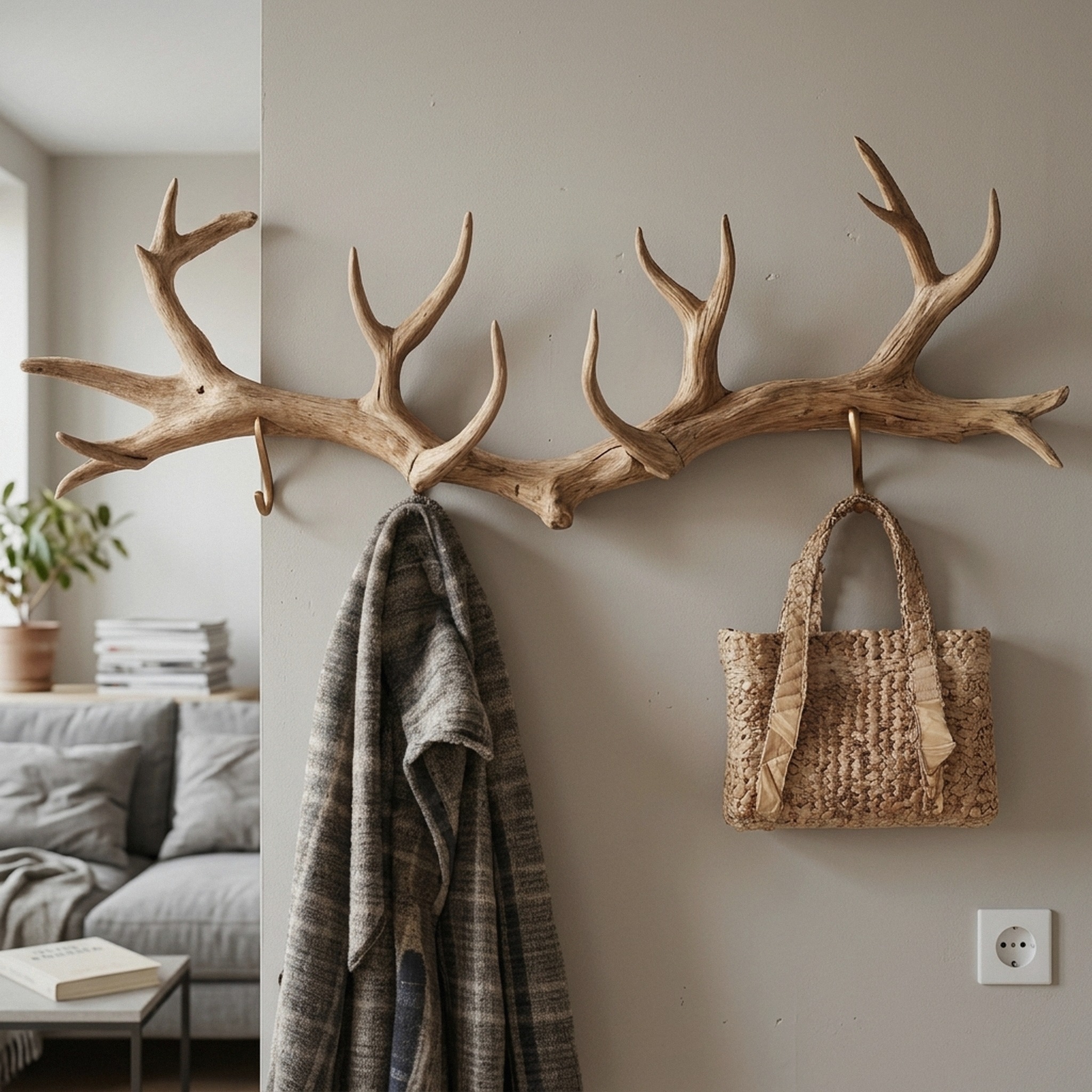 Antler Coat Rack Rustic Wood Wall Hanger Custom Gift