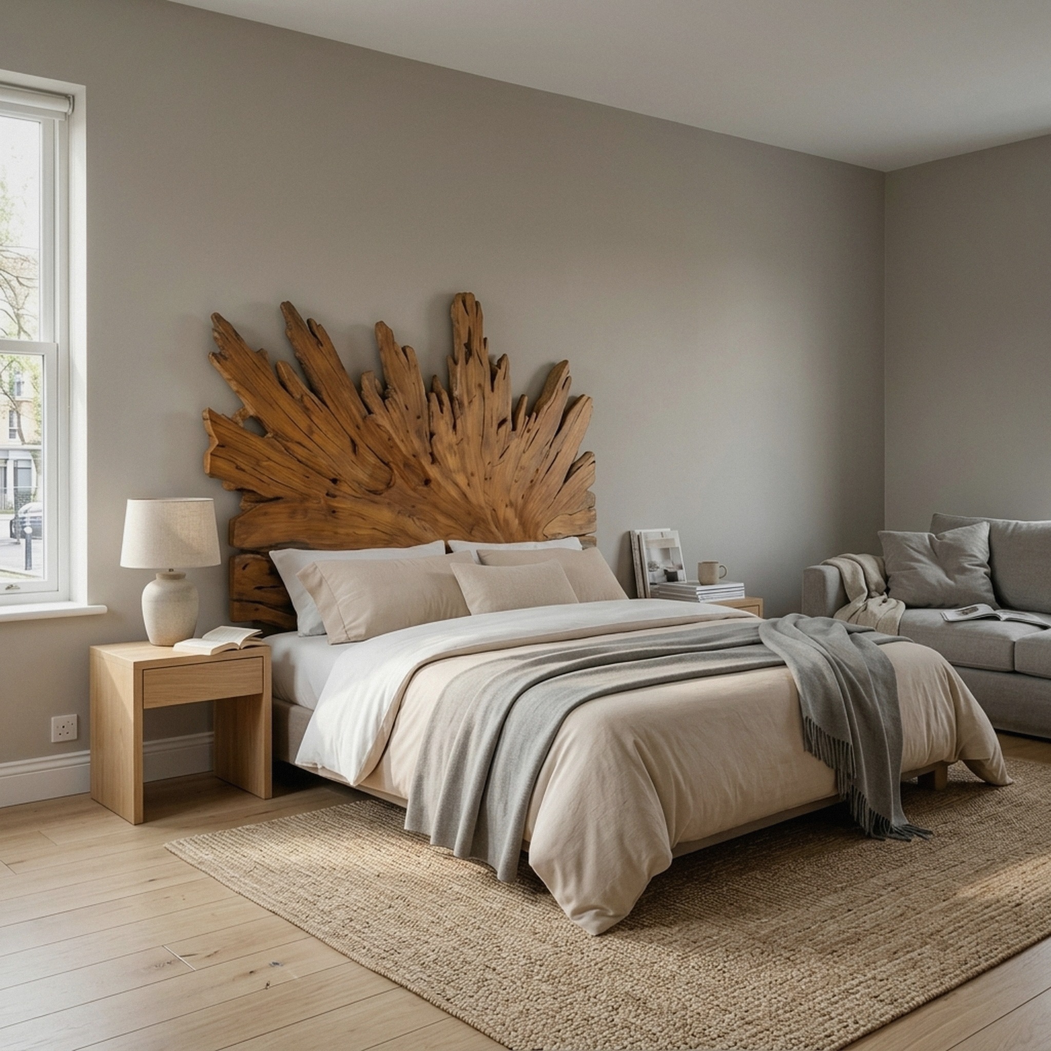 Art Deco Sunburst Headboard Wooden Bed Headboard for Bedroom