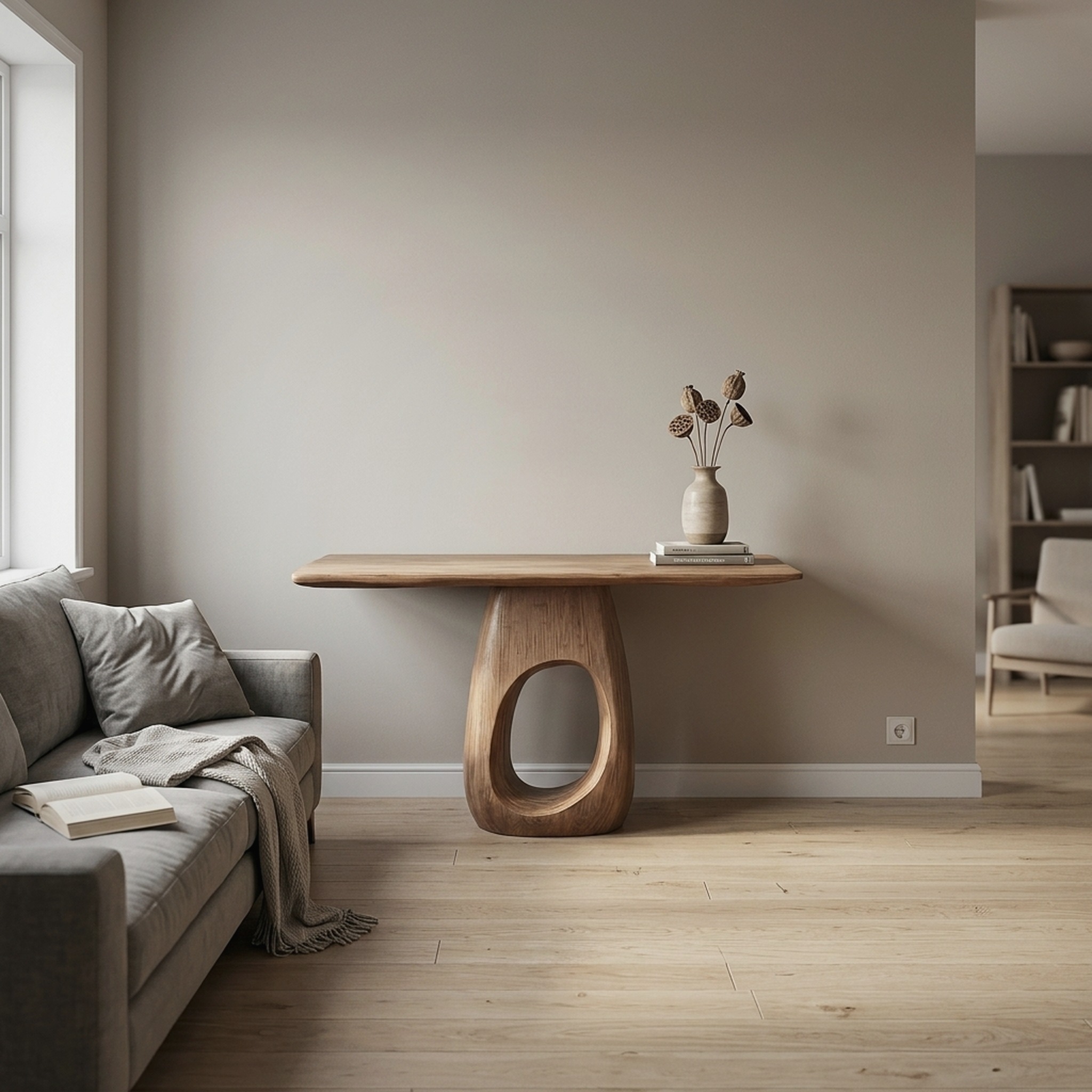 Artisan Organic Handcrafted Wood Console Table, Live Edge Foyer & Living Room Entryway Accent Furniture