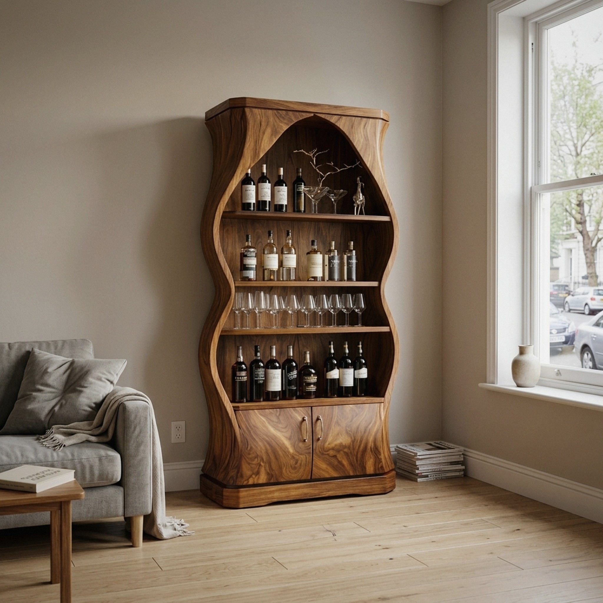 Artisan Solid Wood Wine Cabinet Dining Room