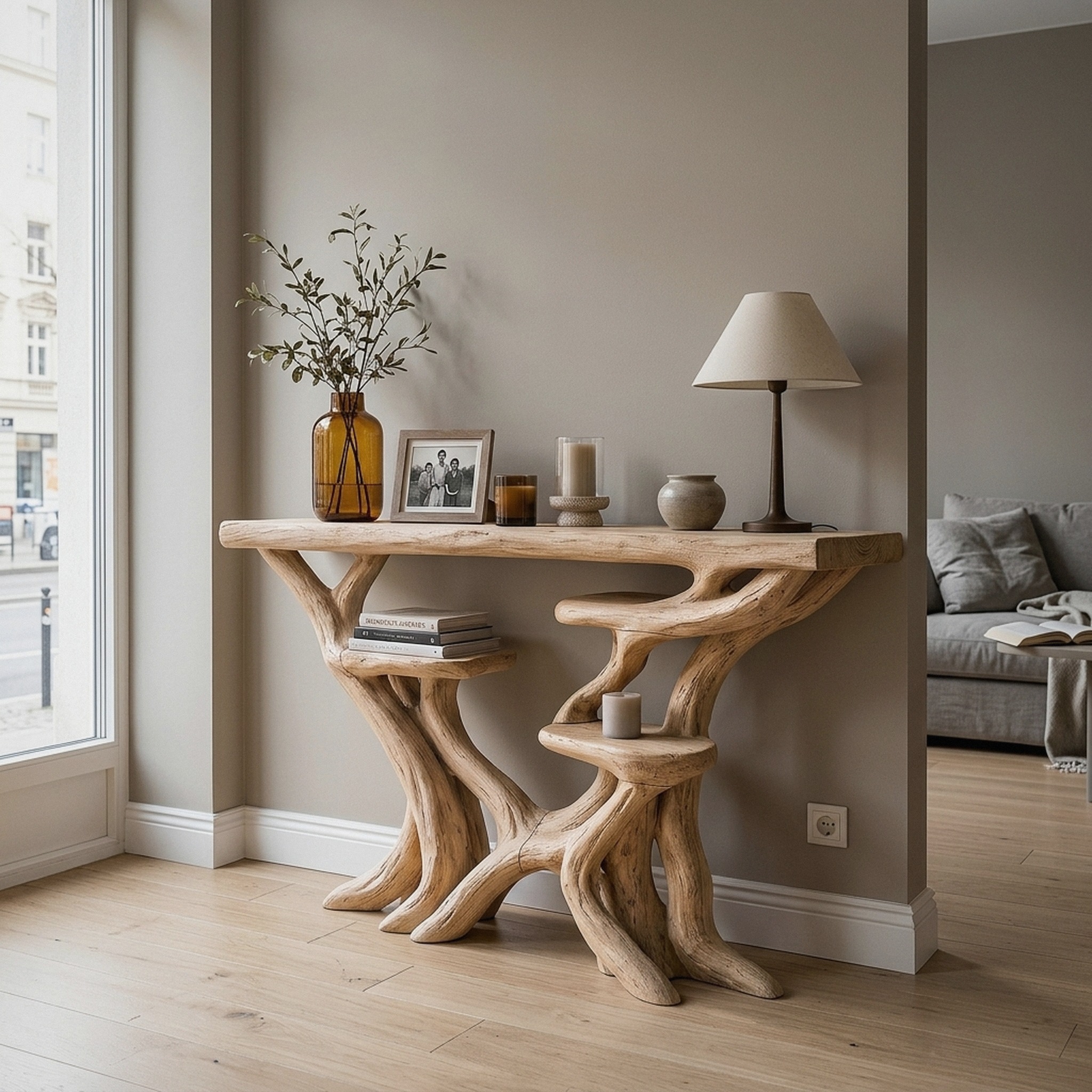 Artisan Tree Branch Console Table for Entryway and Living Room