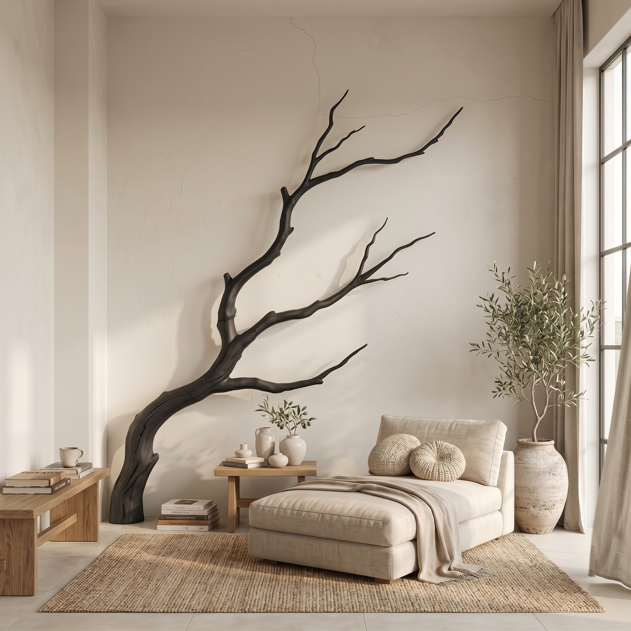 Artisan Wood Wall Decor, Handcrafted Tree Branch Sculpture & 3D Hanging Art for Living Room