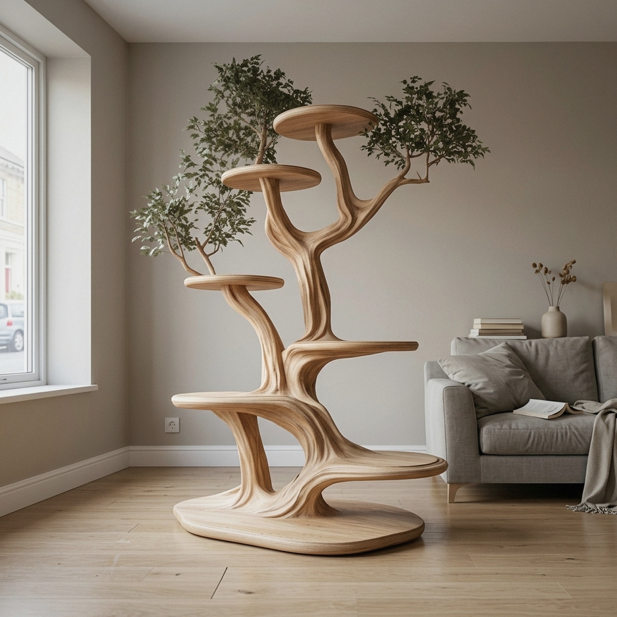 Artistic Cat Tree Organic Multi-Level Climbing Shelf Living Room