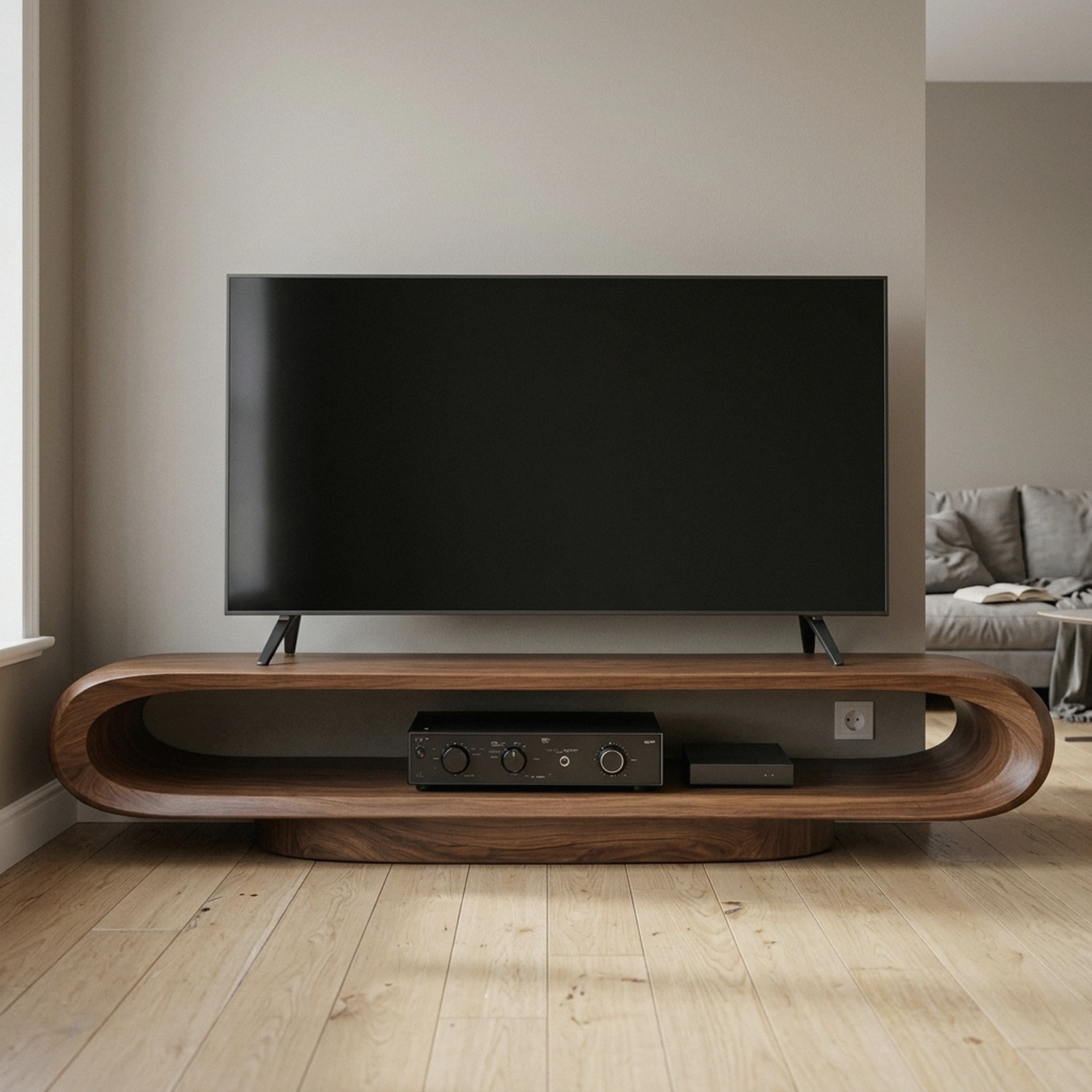 Artistic Curved TV Stand Entertainment Living Room and Lounge