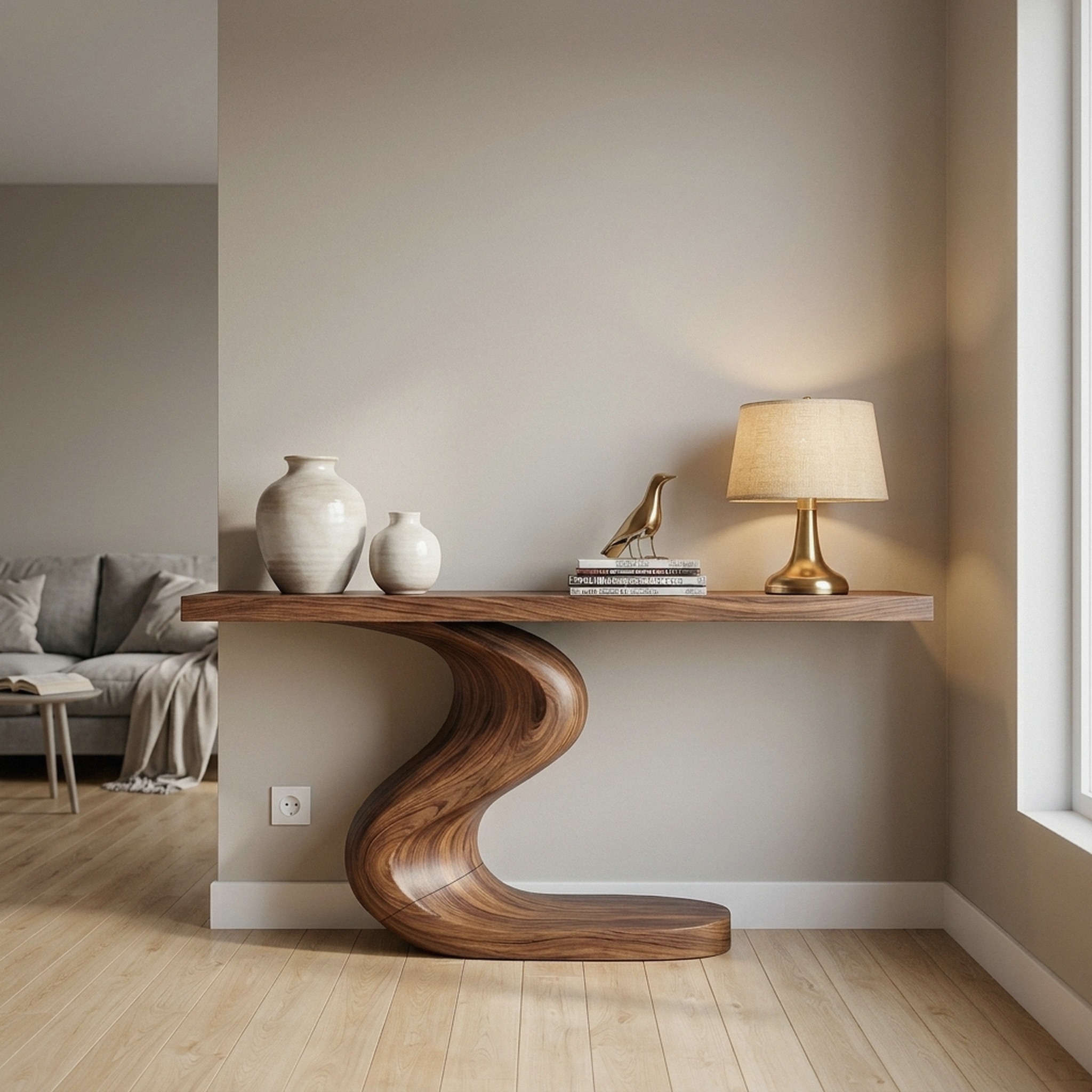 Artistic Flowing Base Console Table Entryway Hallway Living Room