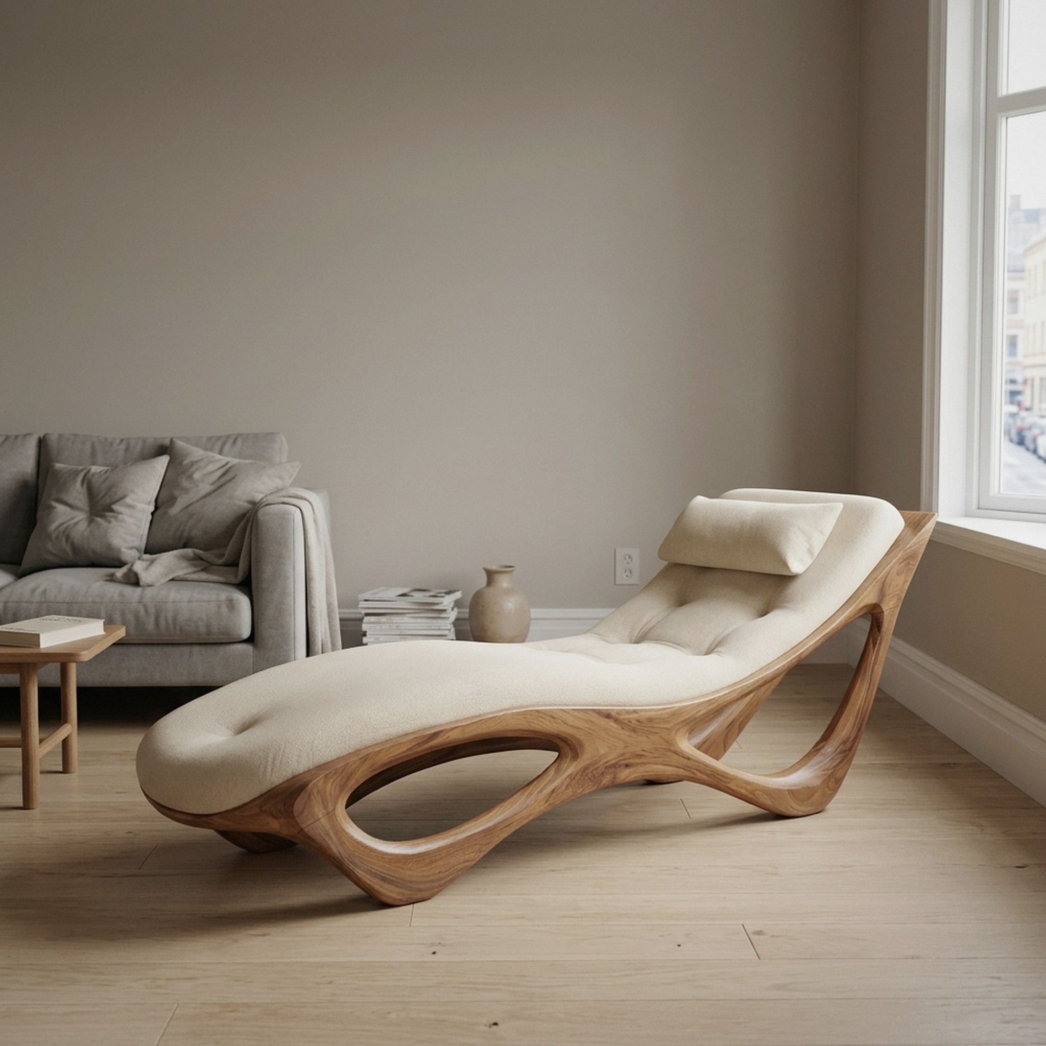 Artistic Natural Wood Lounge Chair for Relaxing Space