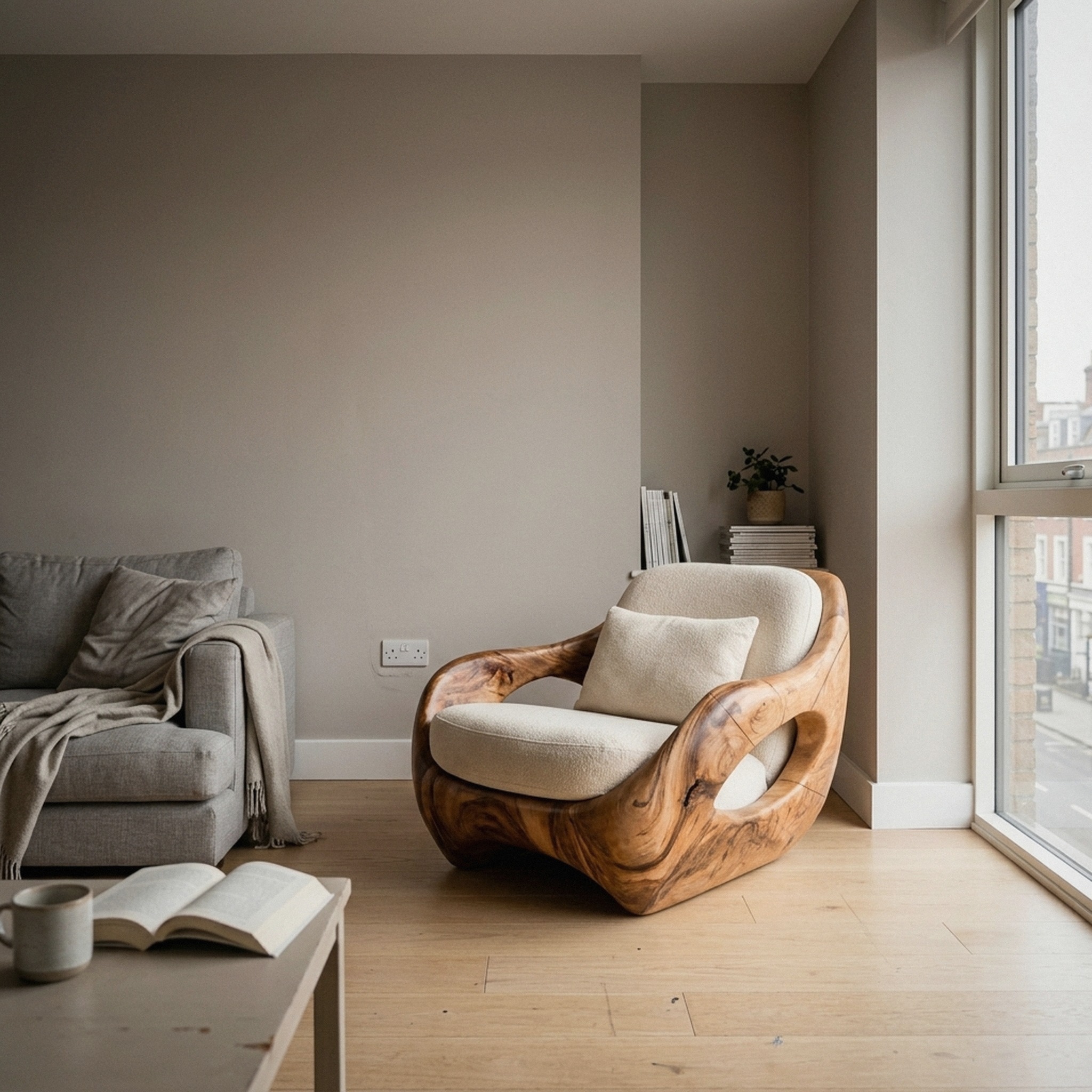 Artistic Organic Lounge Seating Open Carved Frame for Living Room
