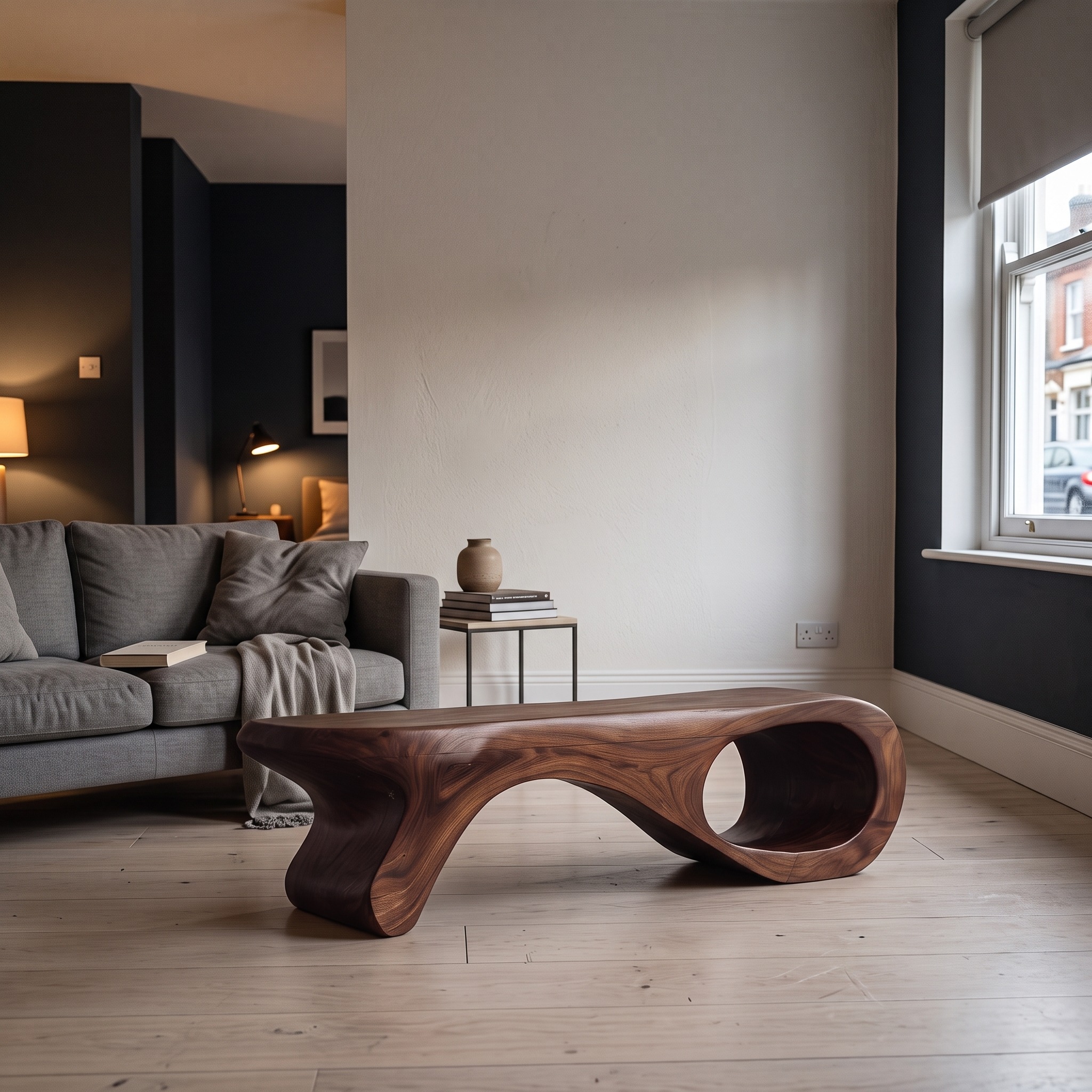 Artistic Sculptural Organic Bench, Handcrafted Solid Wood Entryway Accent Seating, Hallway Bench & Bedroom Bench
