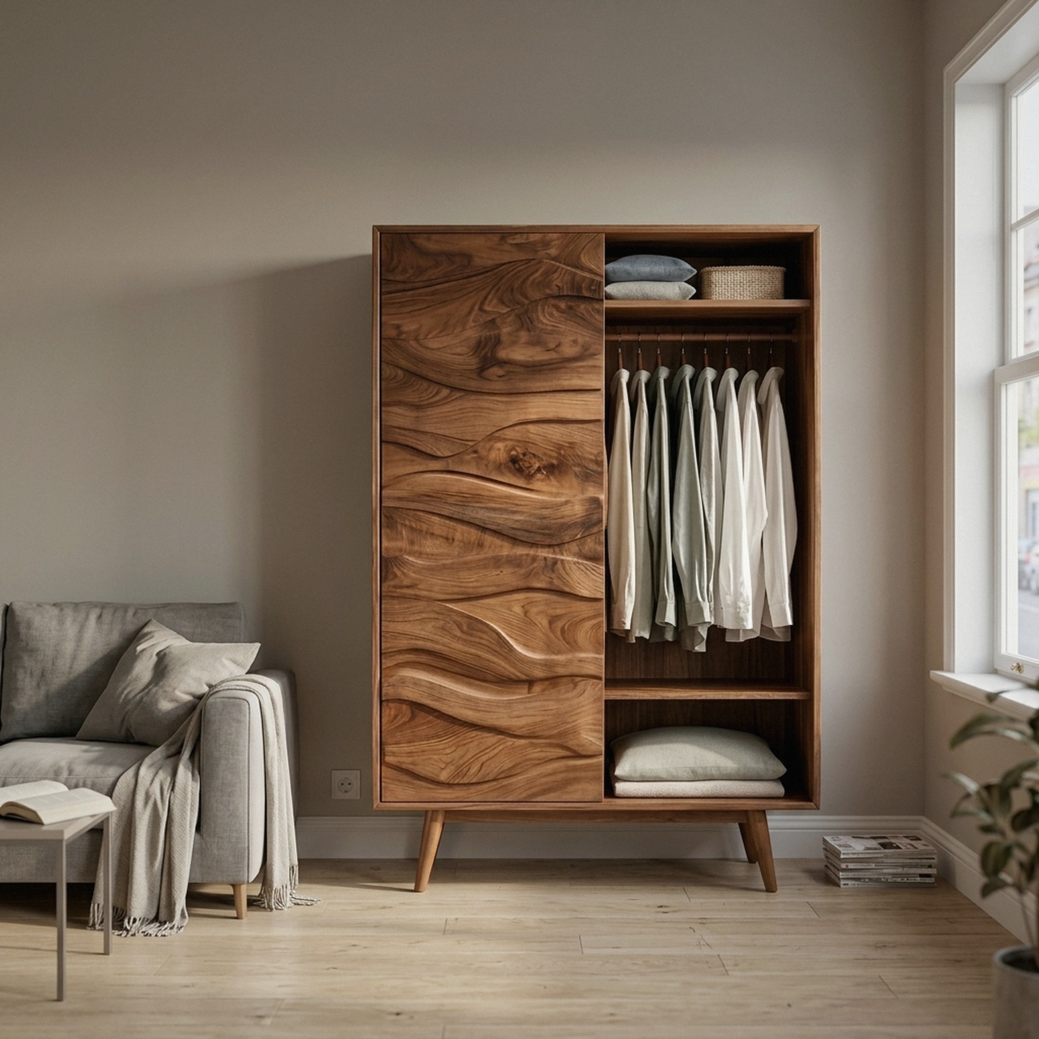 Artistic Sculptural Wardrobe for Bedroom Decor Interior