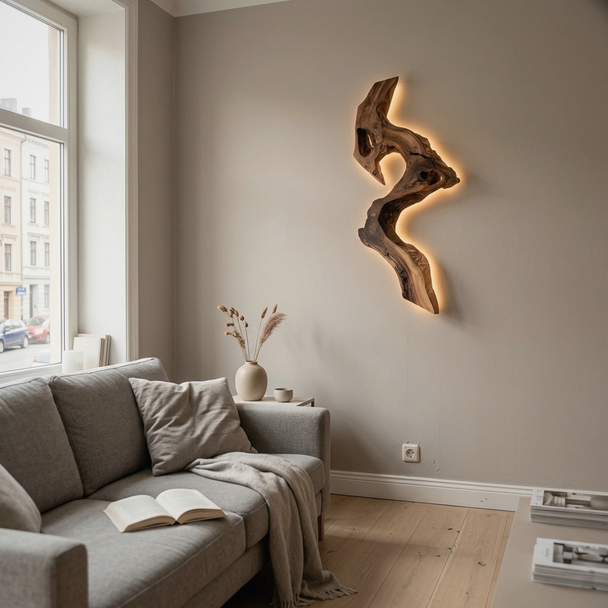 Artistic Solid Wood Wall Light for Modern Interior