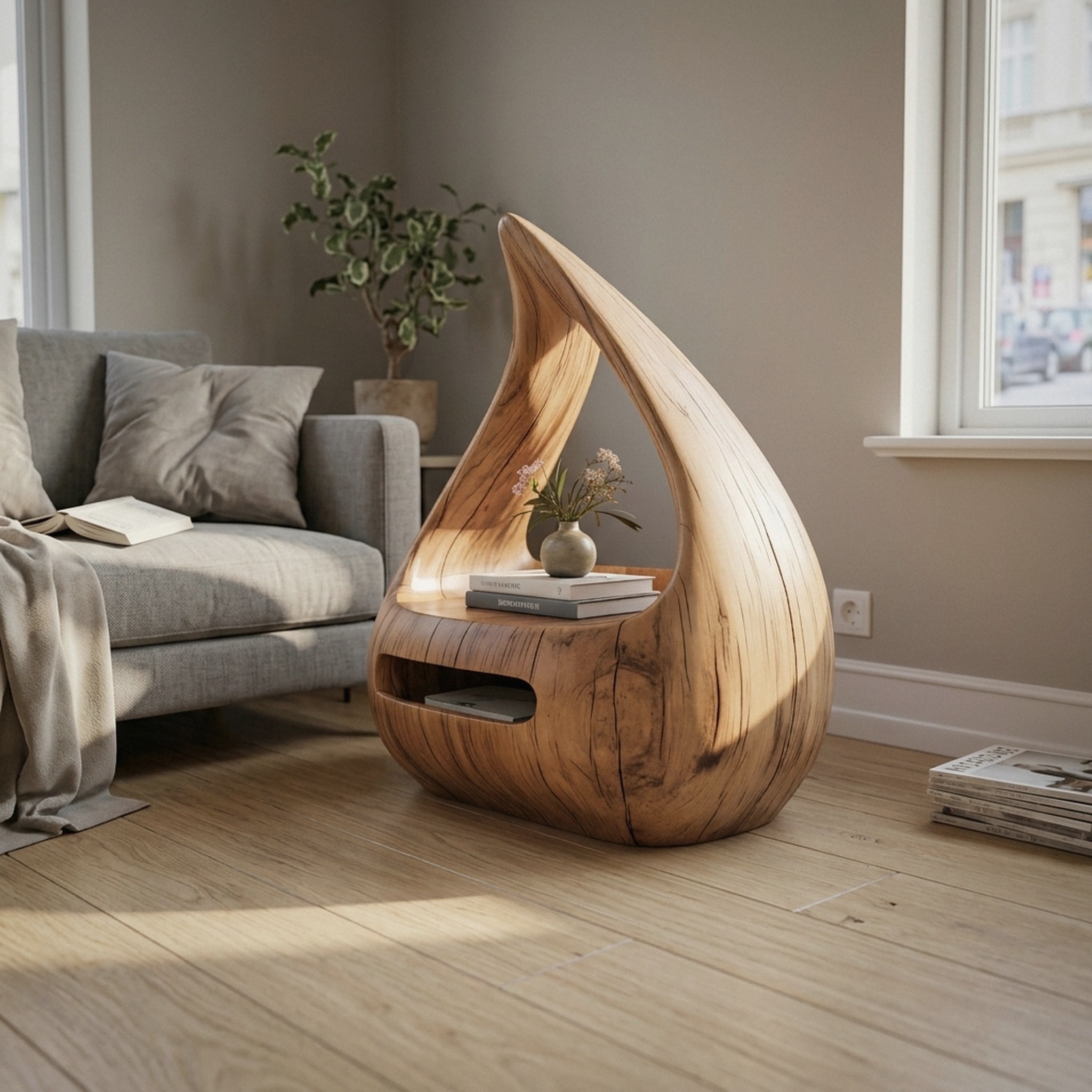 Artistic Teardrop Nightstand with Organic Design for Modern Bedroom