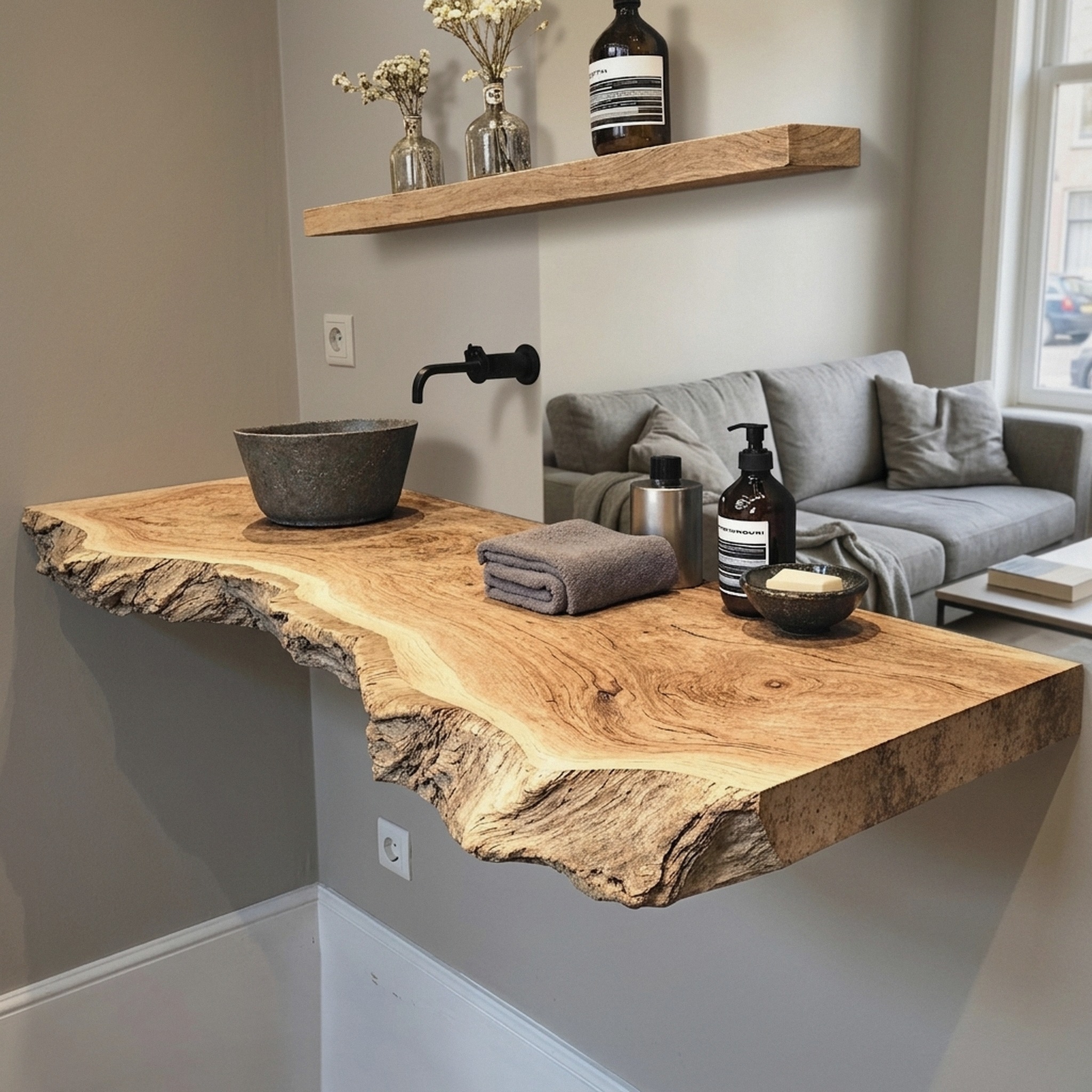 Bathroom Vanity Floating Shelf with Elegant Wooden Finish