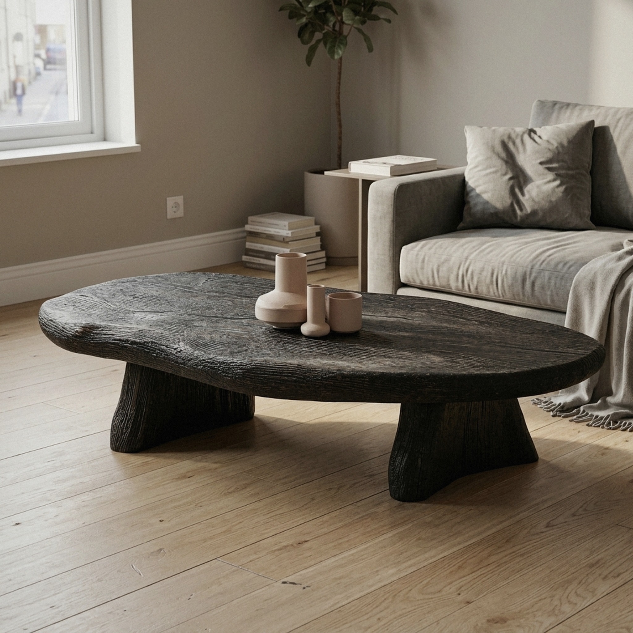 Black Modern Wood Coffee Table Home Decor