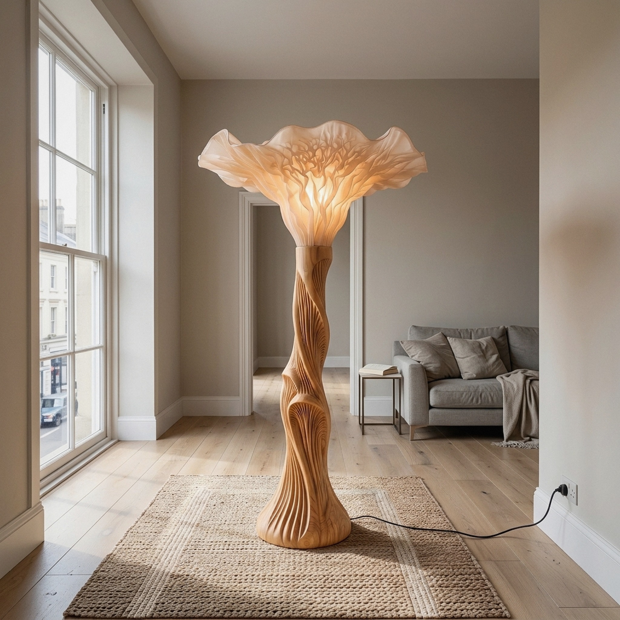 Boho Floor Lamp Blooming Mushroom Shade Reading Nook
