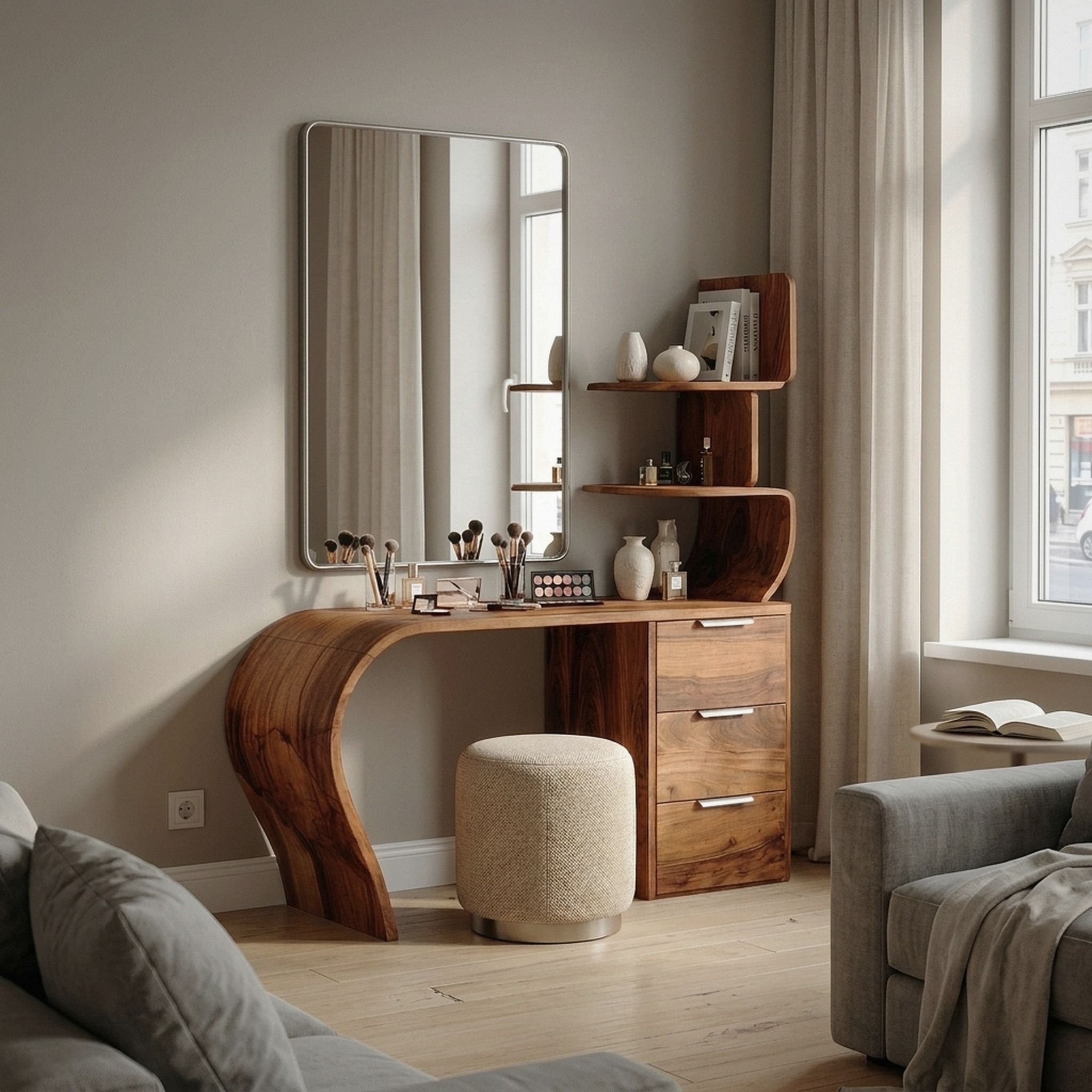 Boho Makeup Vanity Desk Bedroom Dressing Area Beauty Space