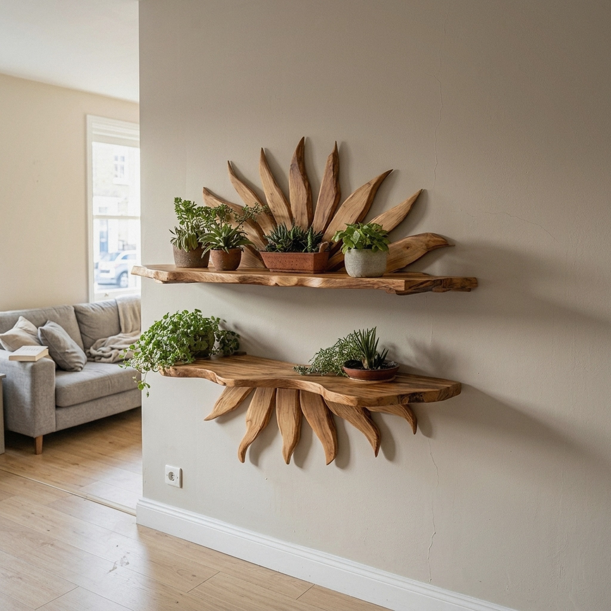 Boho Sun Wall Shelf for Living Room and Interior Decor