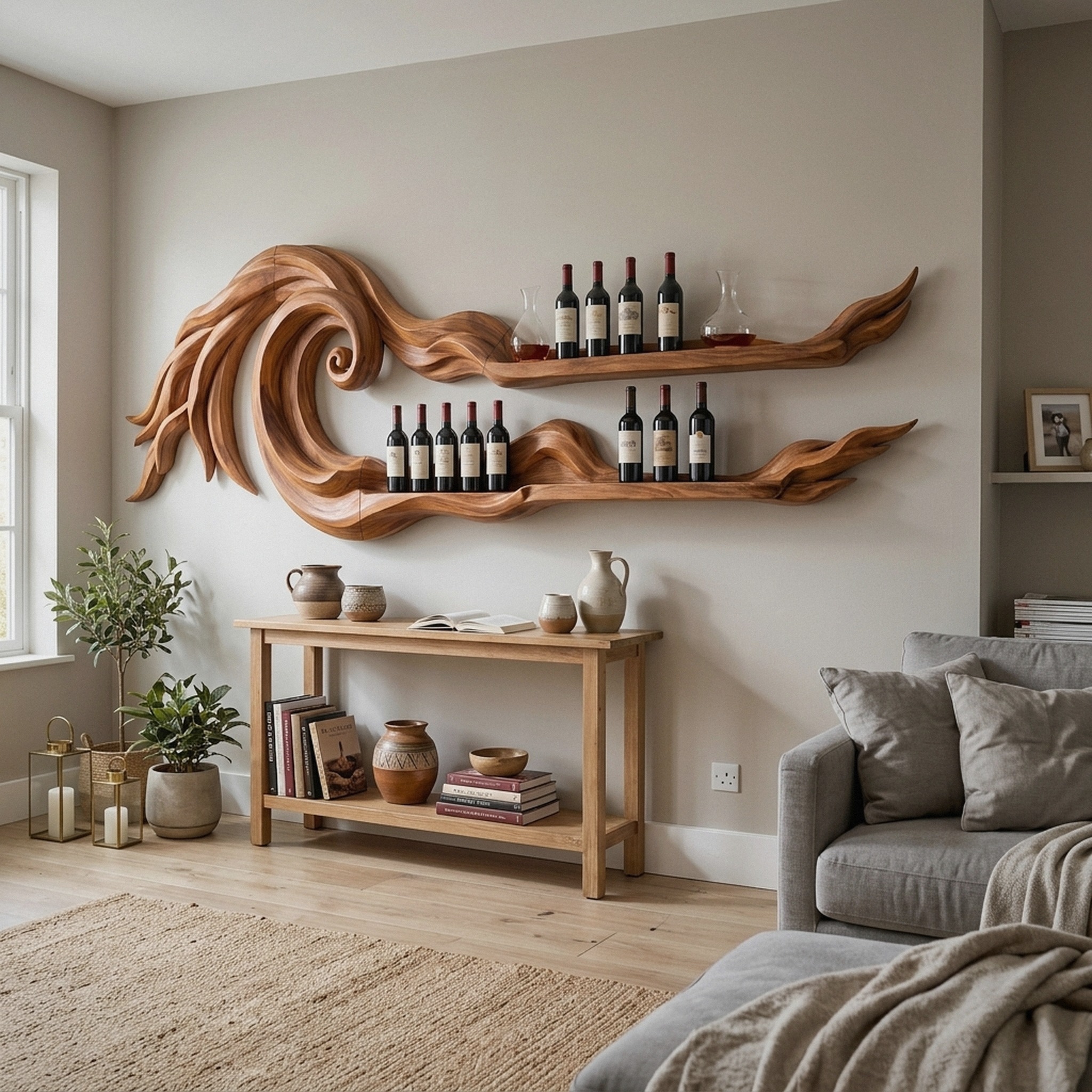 Coastal Wall Wine Rack for Beach House Shelf