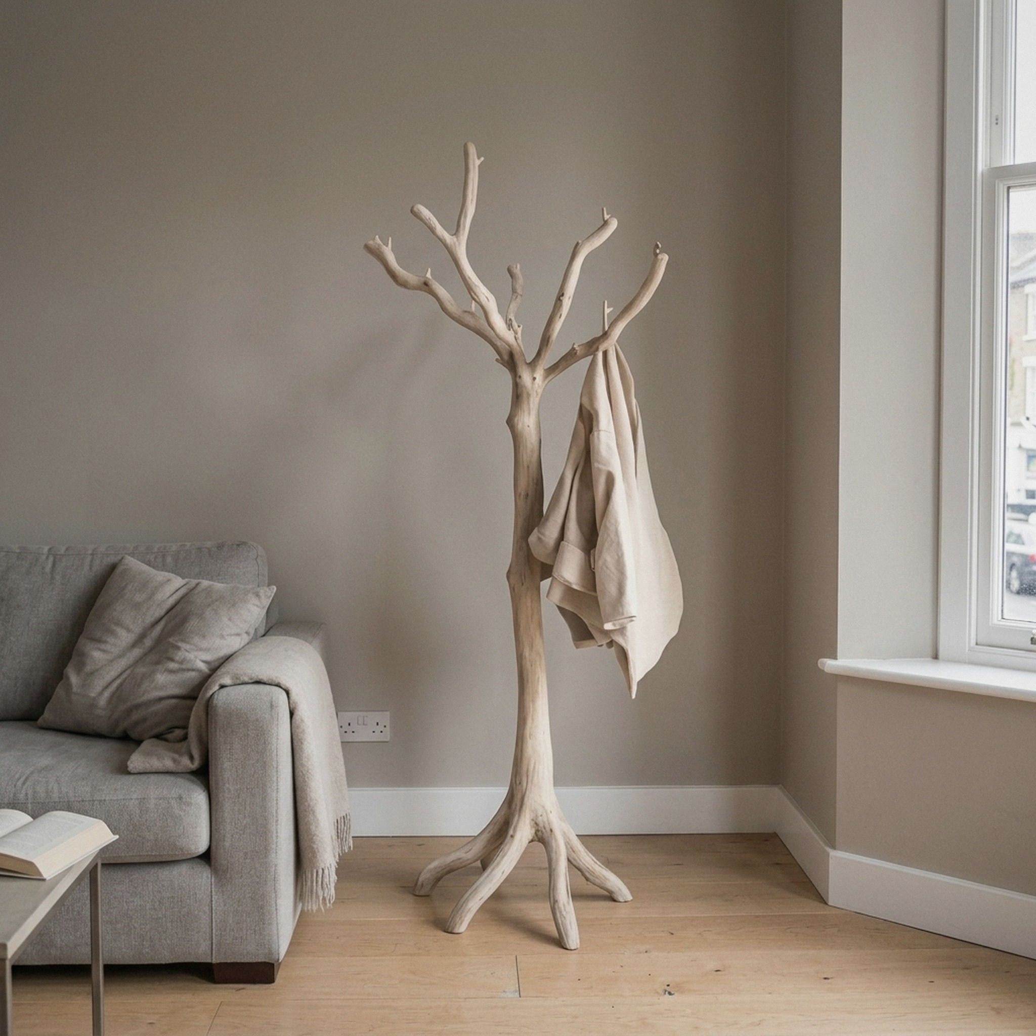 Coat Rack Wood Standing Tree Branch Decorative Hooks