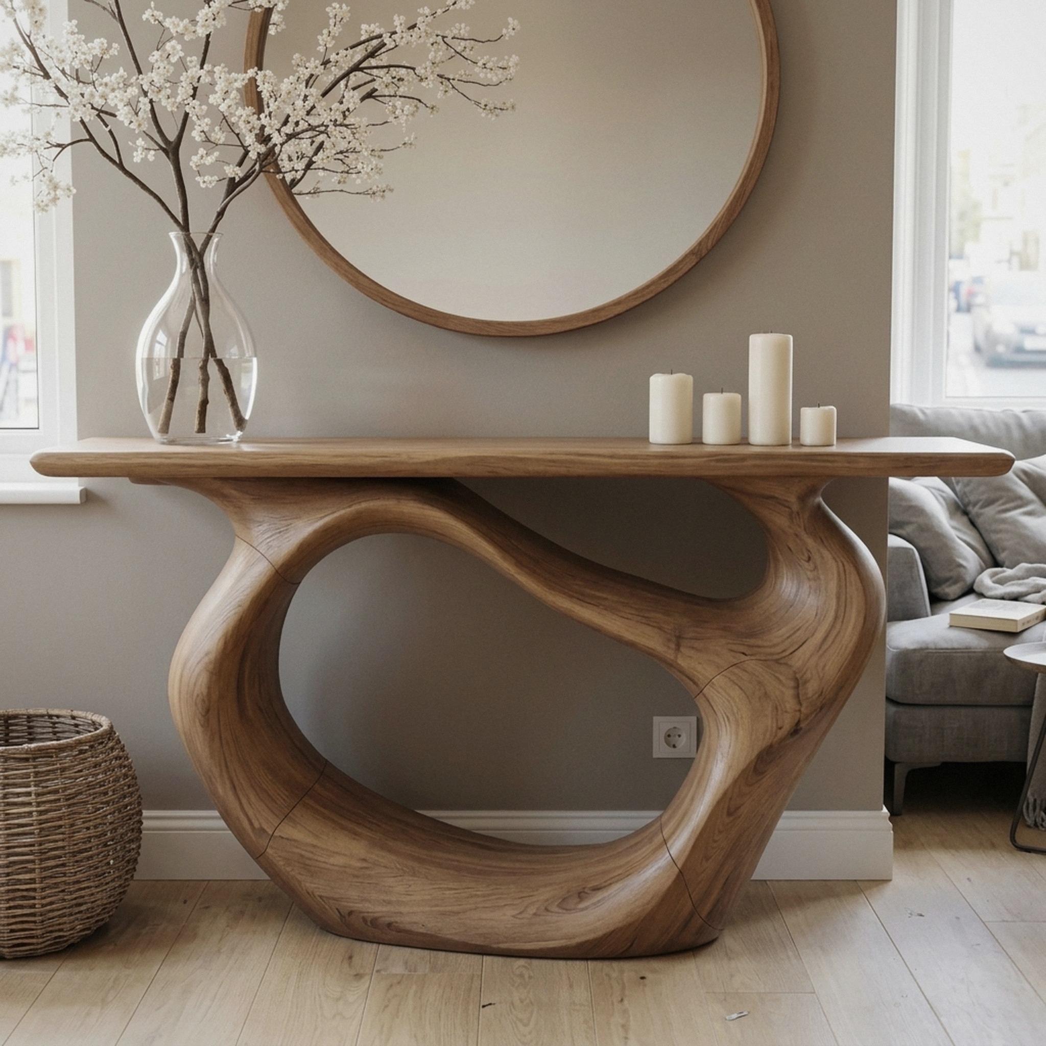 Console Table Handmade Natural Solid Wood Live Edge Table