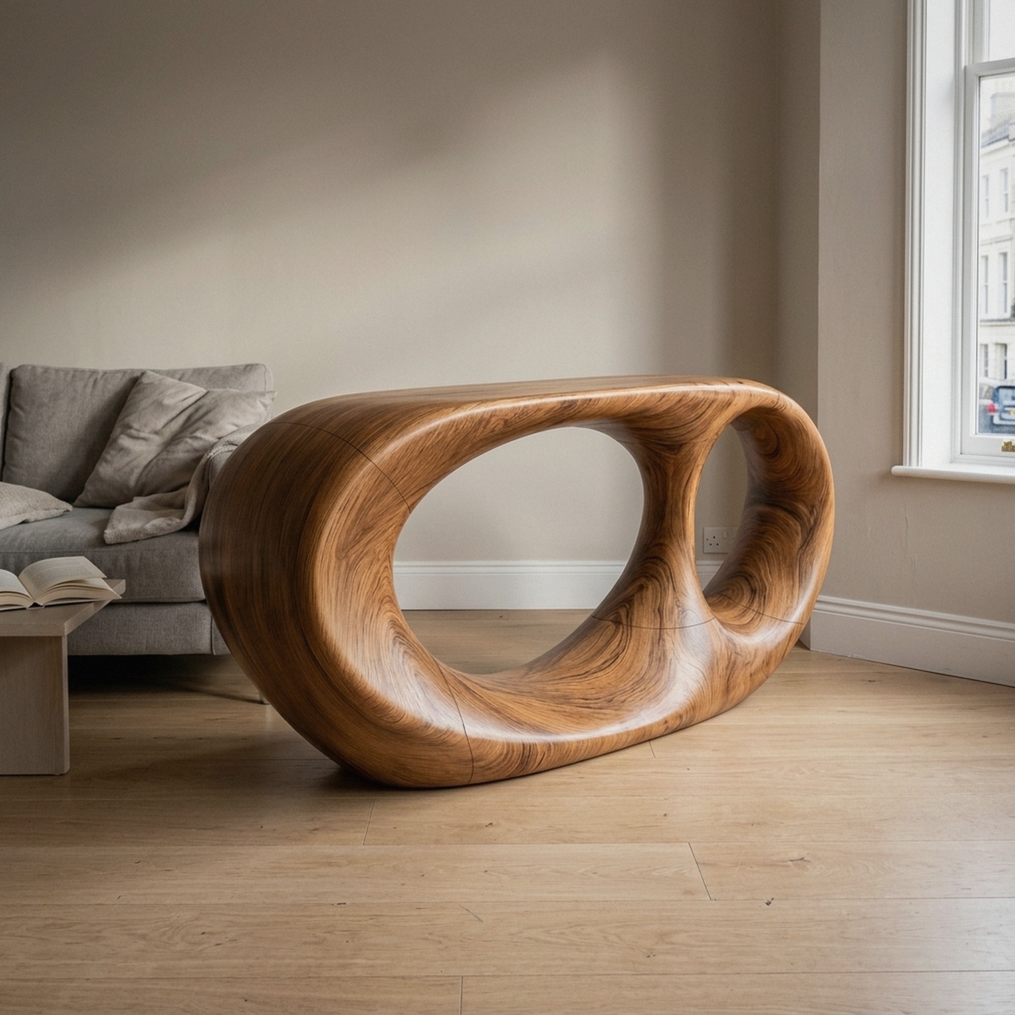 Console Table Organic Double Loop Design for Entryway