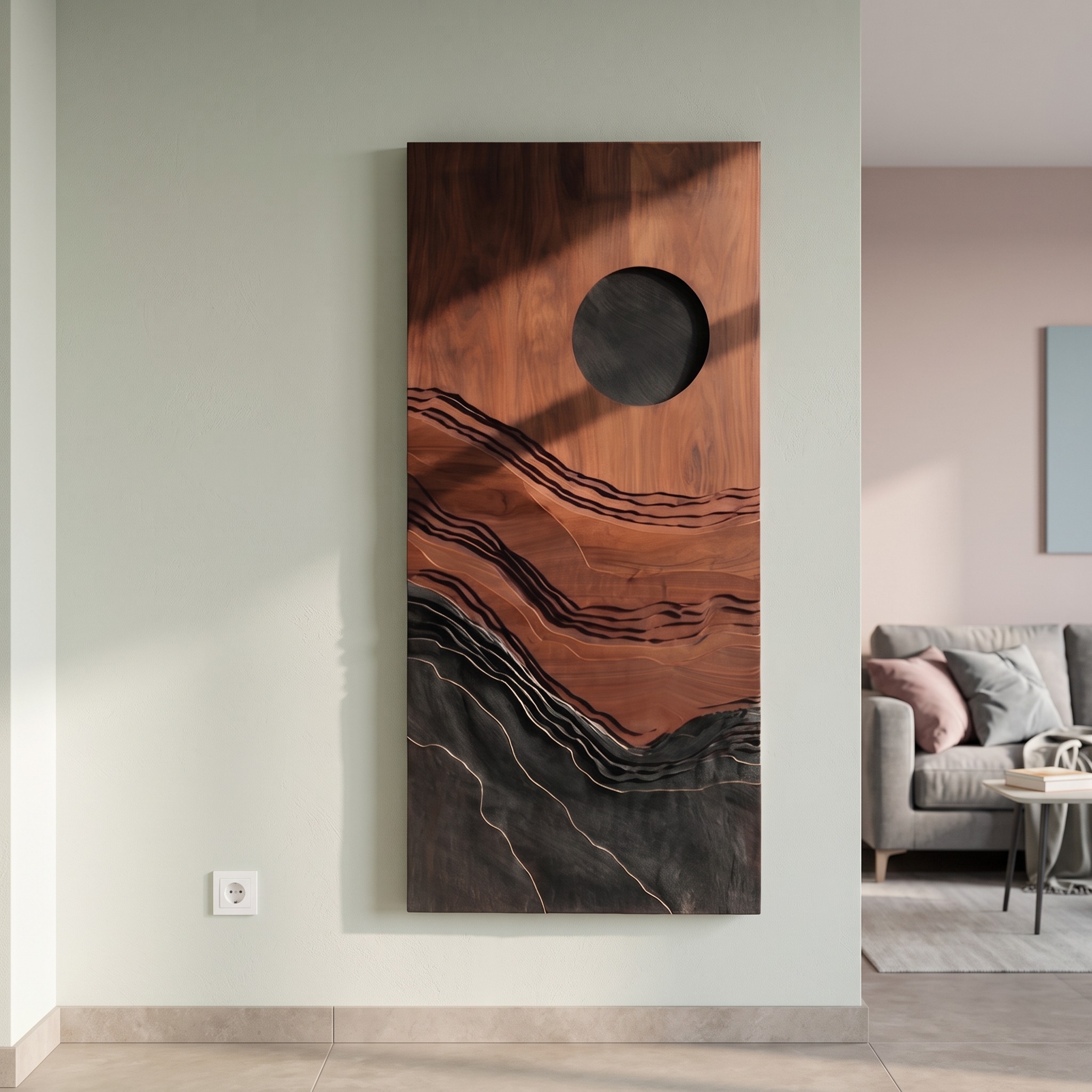 Contemporary Abstract 3D Wooden Wall Art, Handcrafted Modern Wood Sculpture Panel for Living Room and Dining Decor