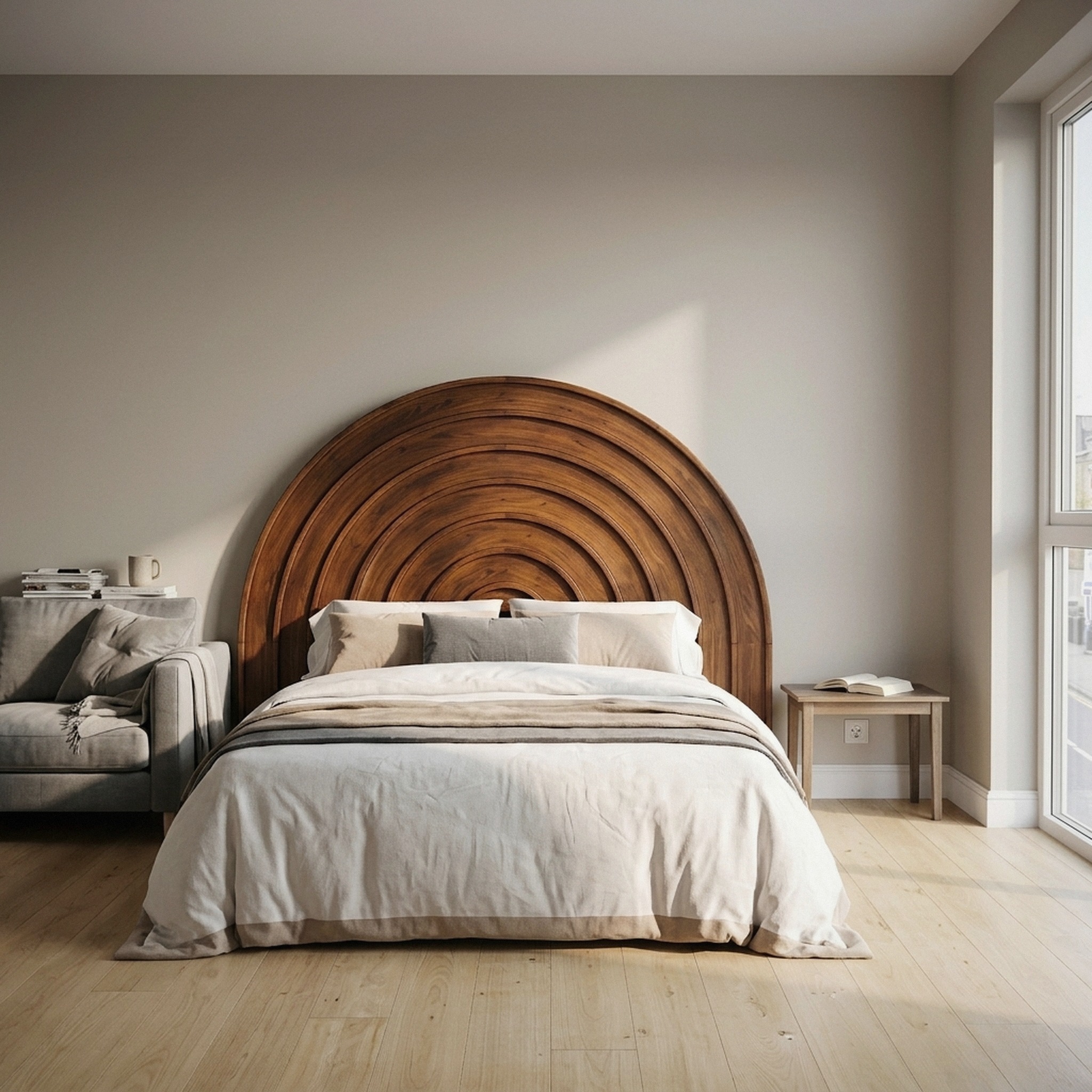 Contemporary Arched Headboard Wooden Bed Headboard for Bedroom