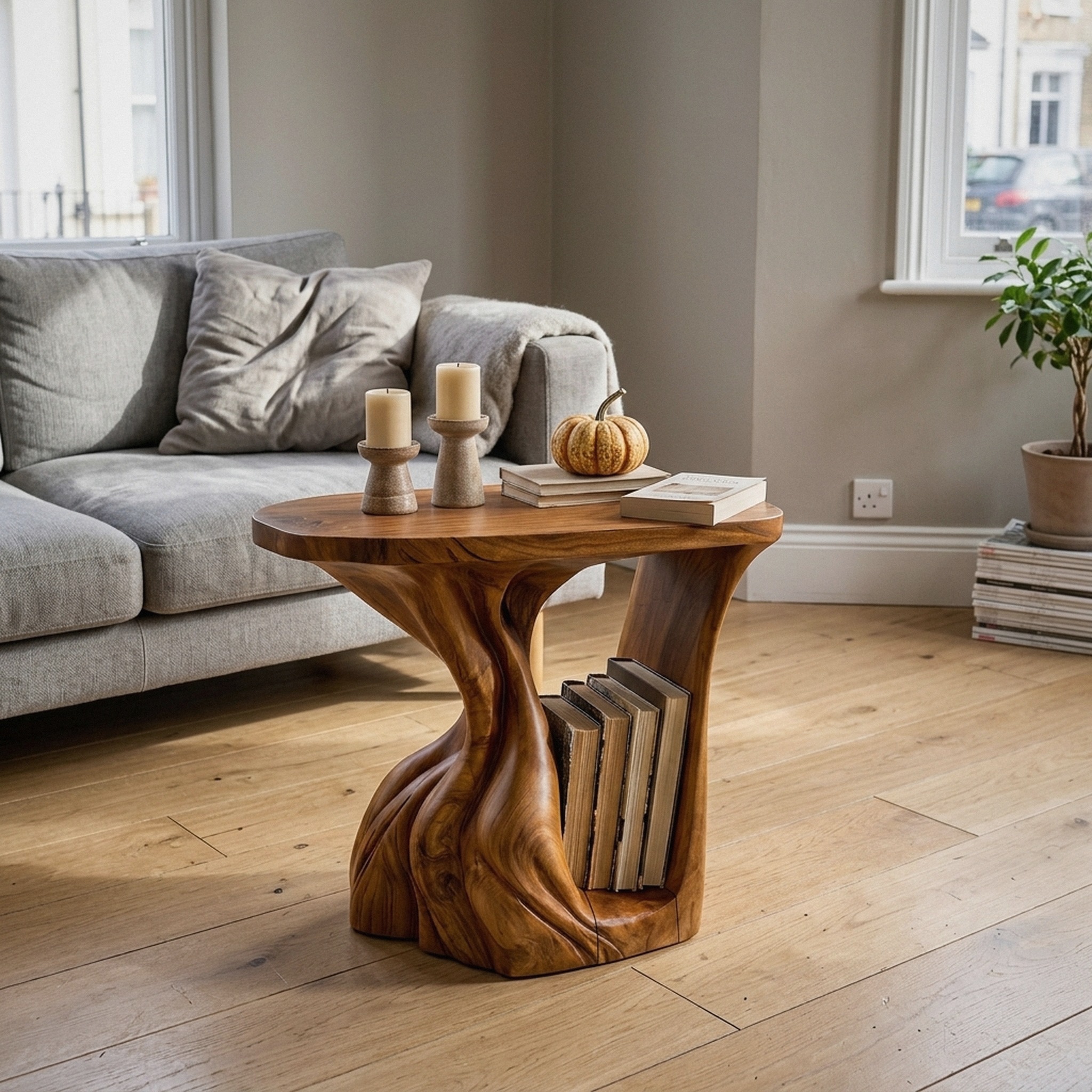 Contemporary Beside Table Halloween Inspired with Sculptural Base for Living Room