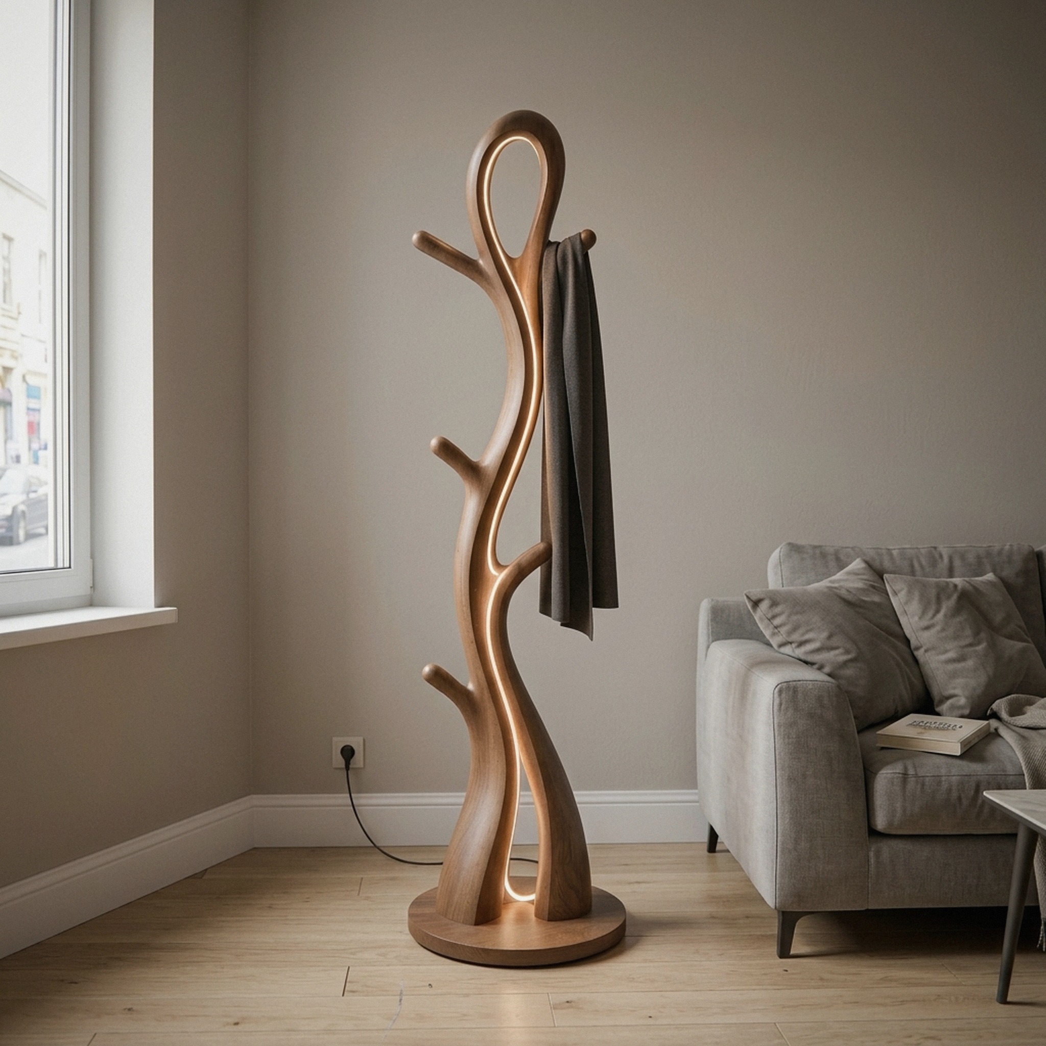 Contemporary Botanical Lamp with Hooks for Lounge
