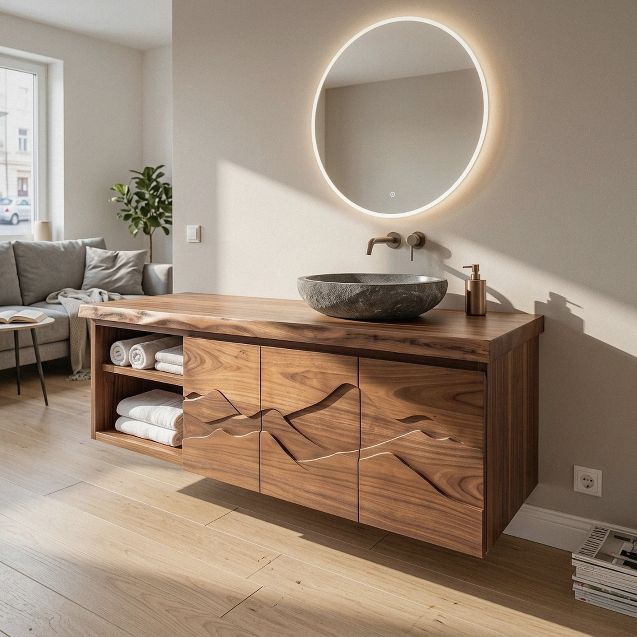 Contemporary Christmas Storage Bathroom Vanity Master Ensuite