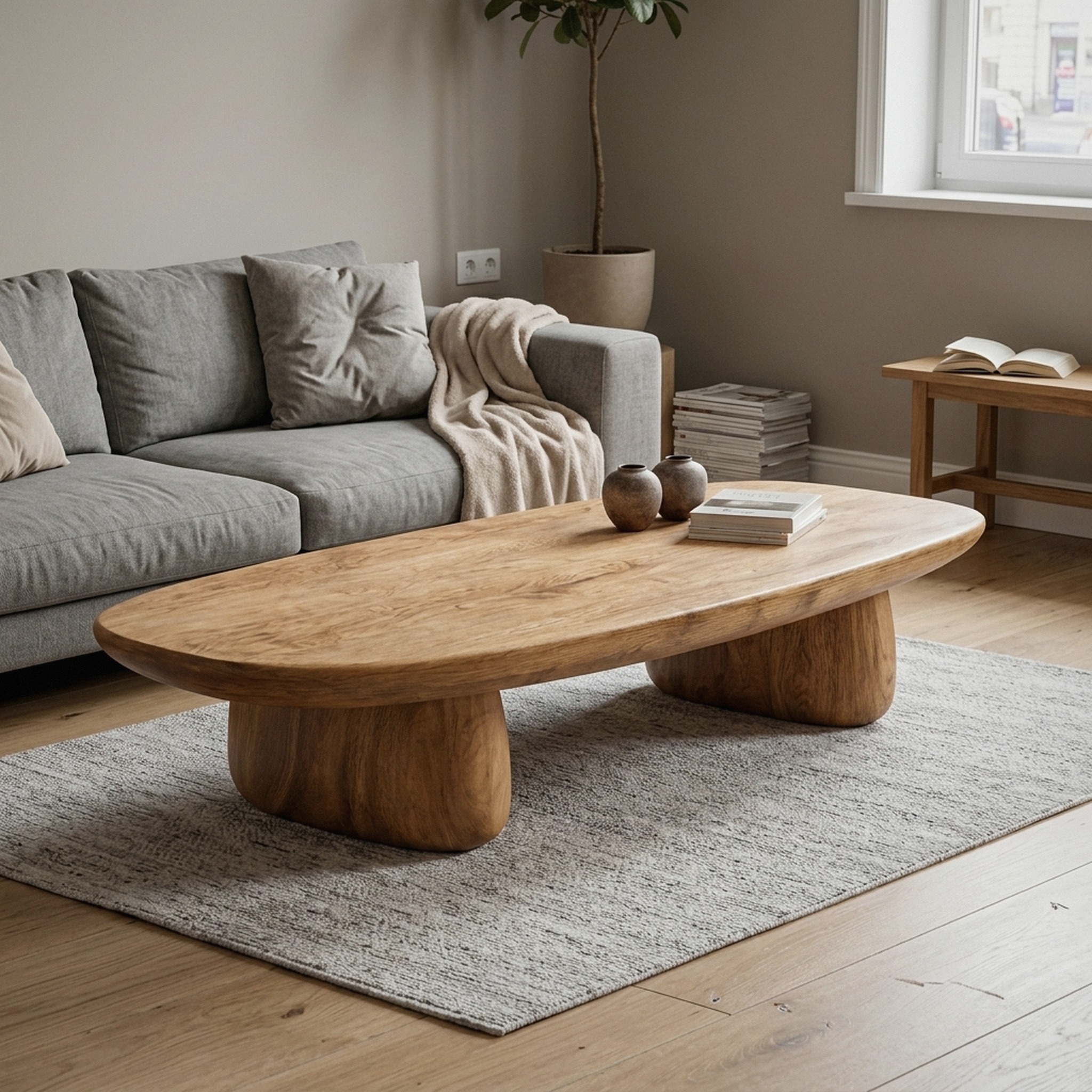 Contemporary Coffee Table with Artistic Column Form for Living Room and Lounge