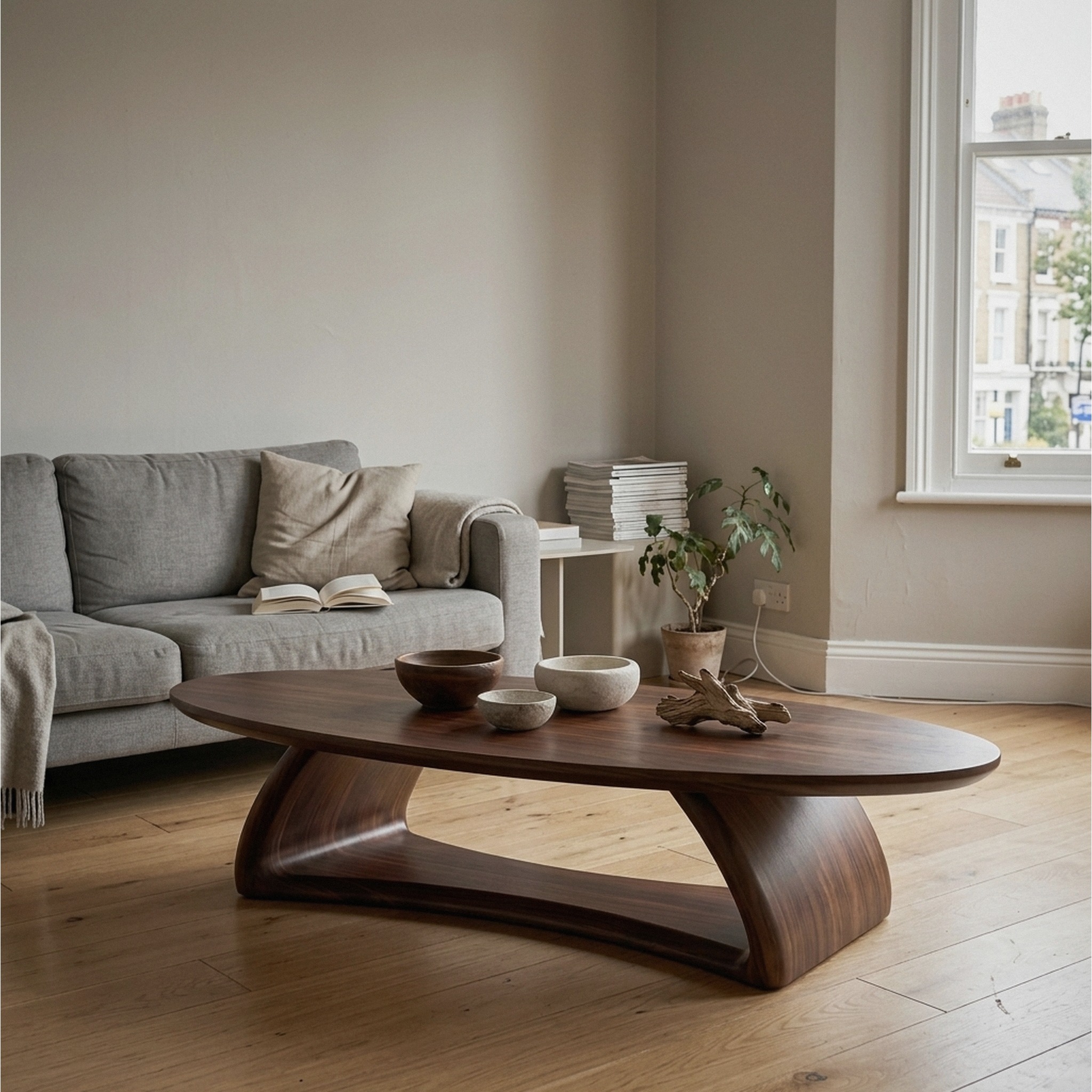 Contemporary Coffee Table with Artistic Sculptural Form for Living Room