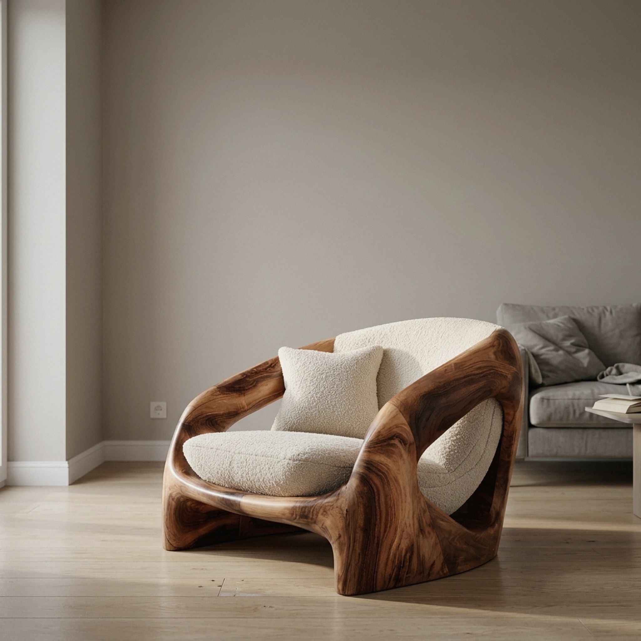 Contemporary Curved Armchair for Modern Living Room