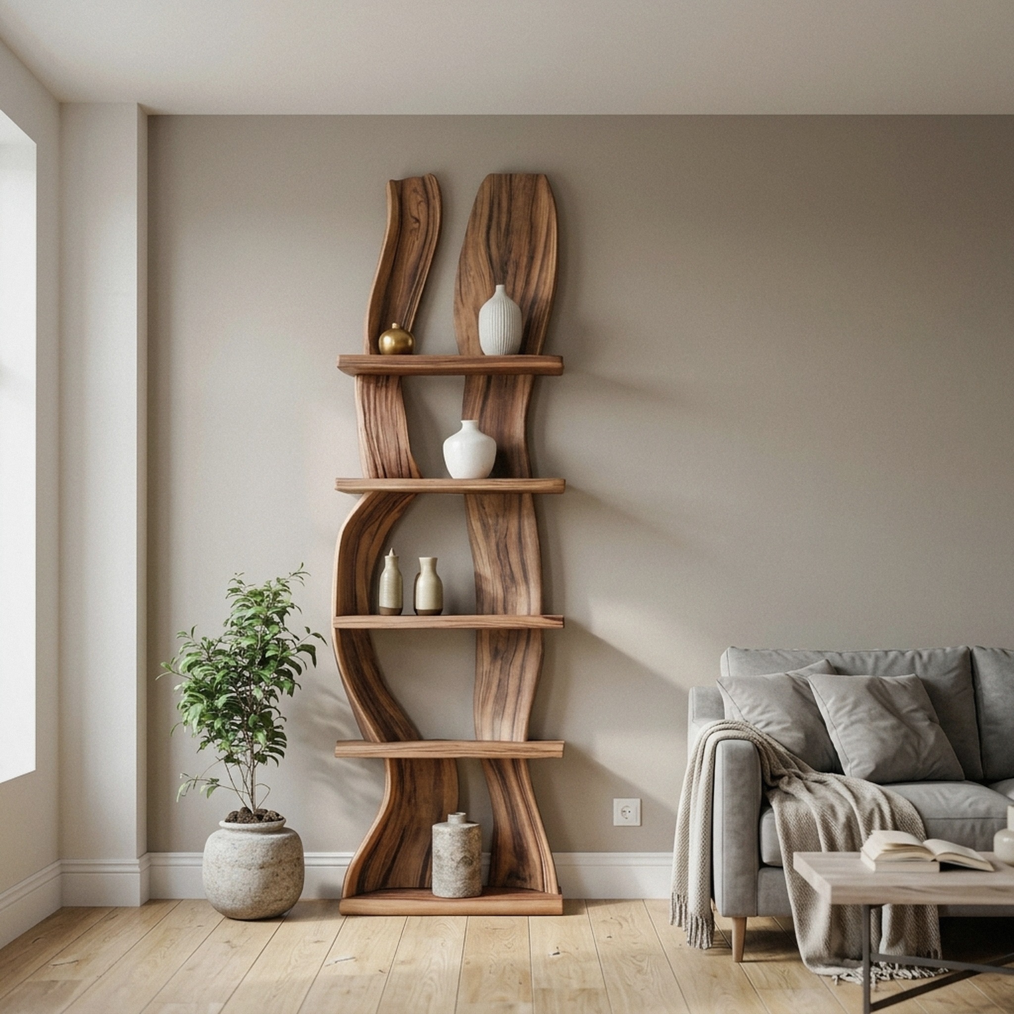 Contemporary Curved Floating Shelf for Living Room Decor