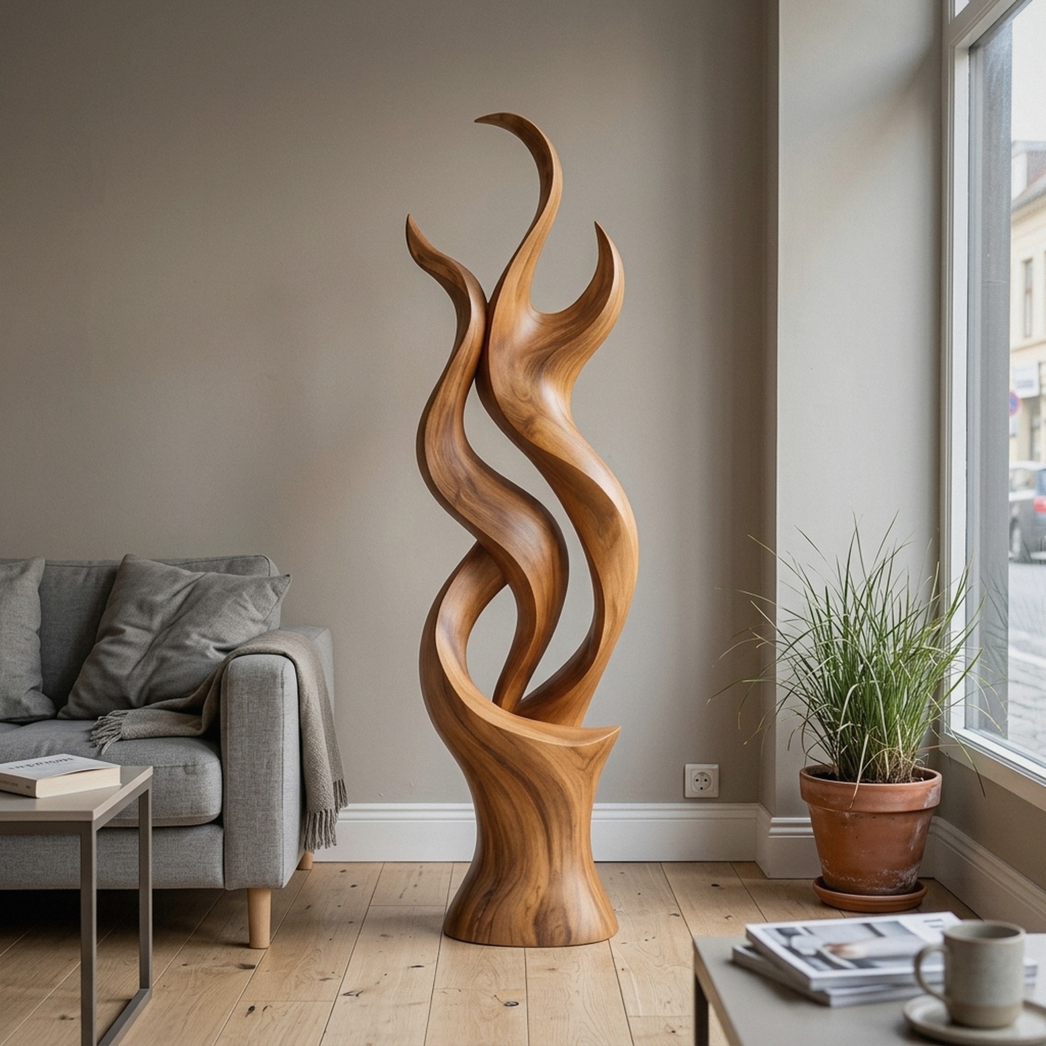 Contemporary Curved Floor Sculpture Modern Living Room
