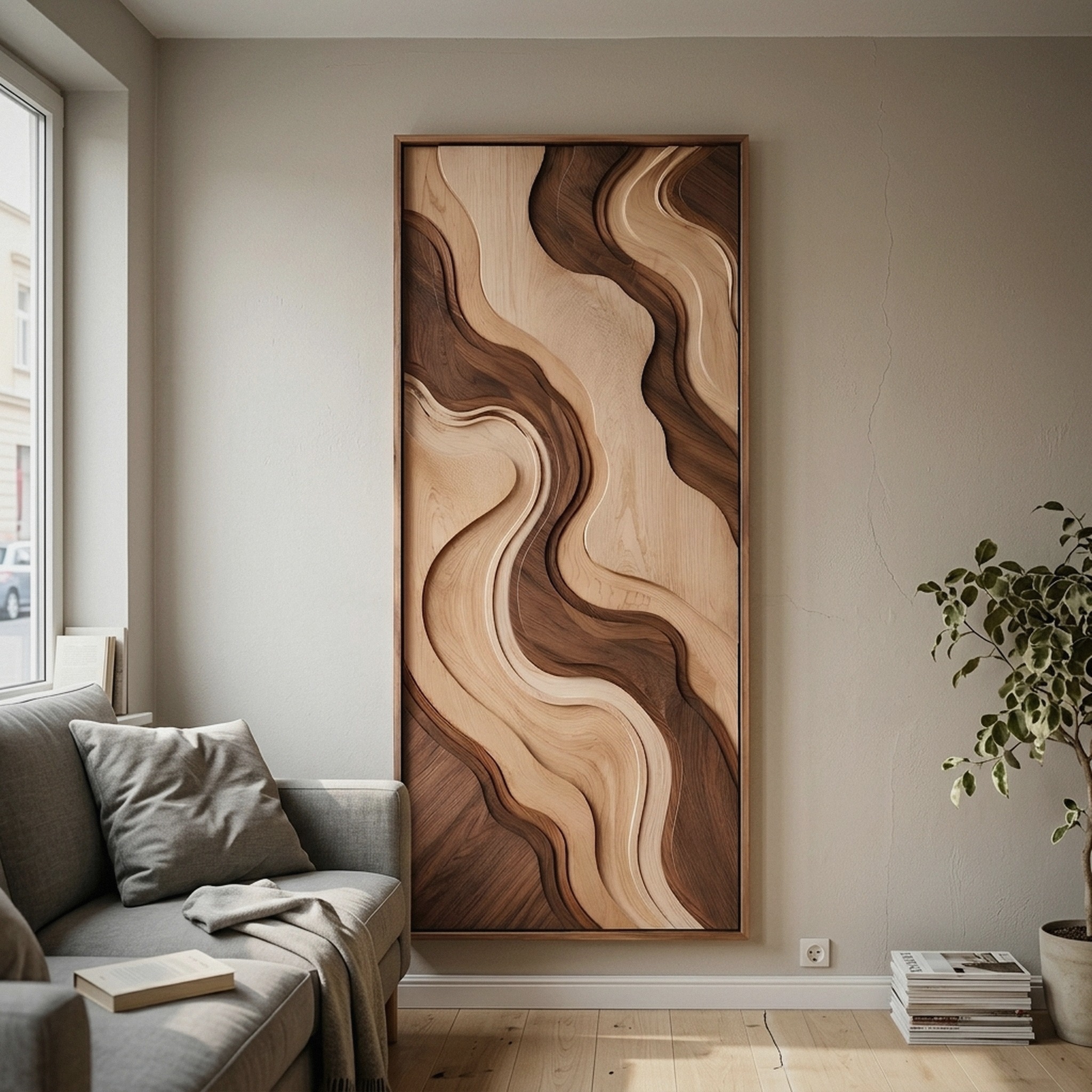 Contemporary Curved Line Wall Art for Lounge Area