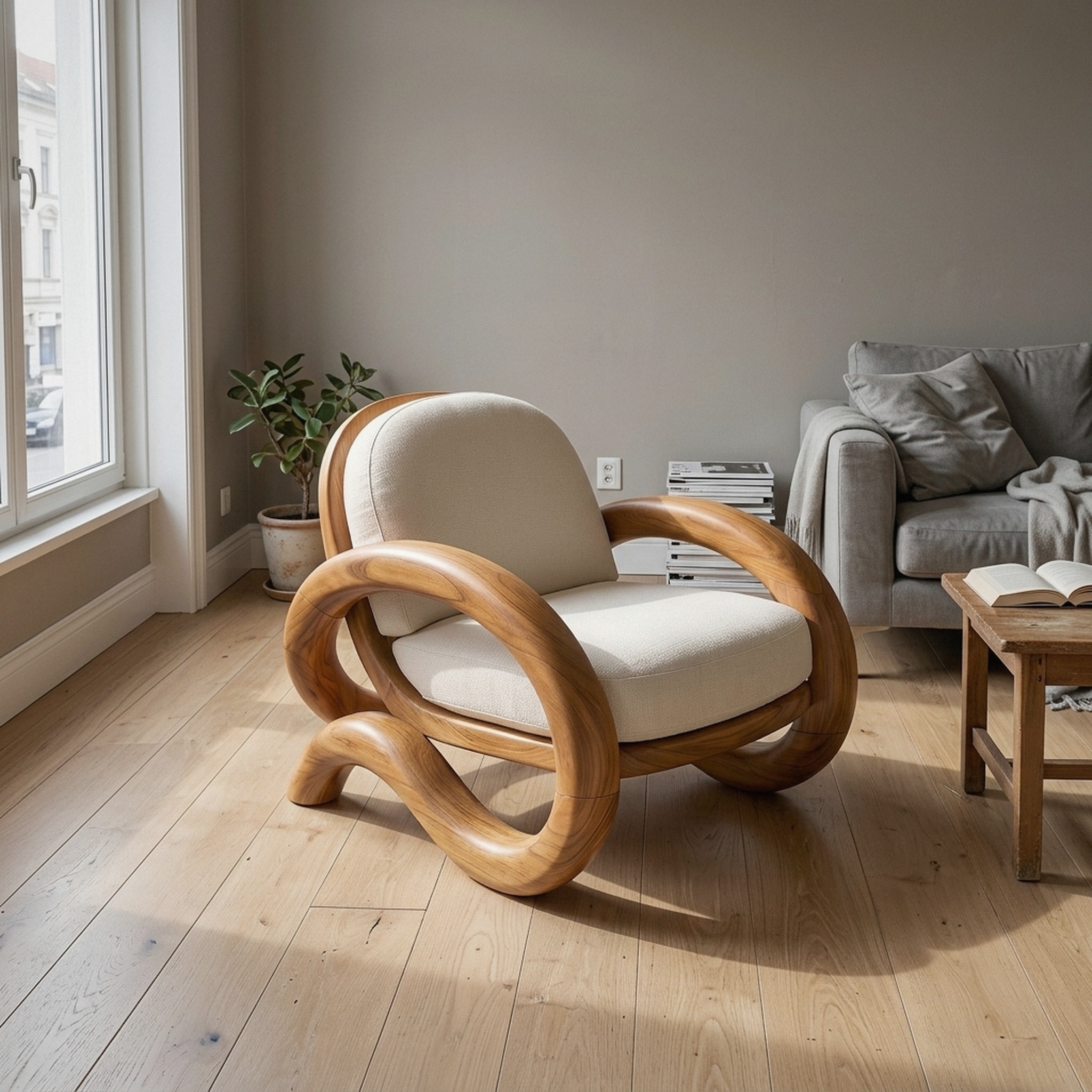 Contemporary Curved Lounge Chair Modern Villa Interior