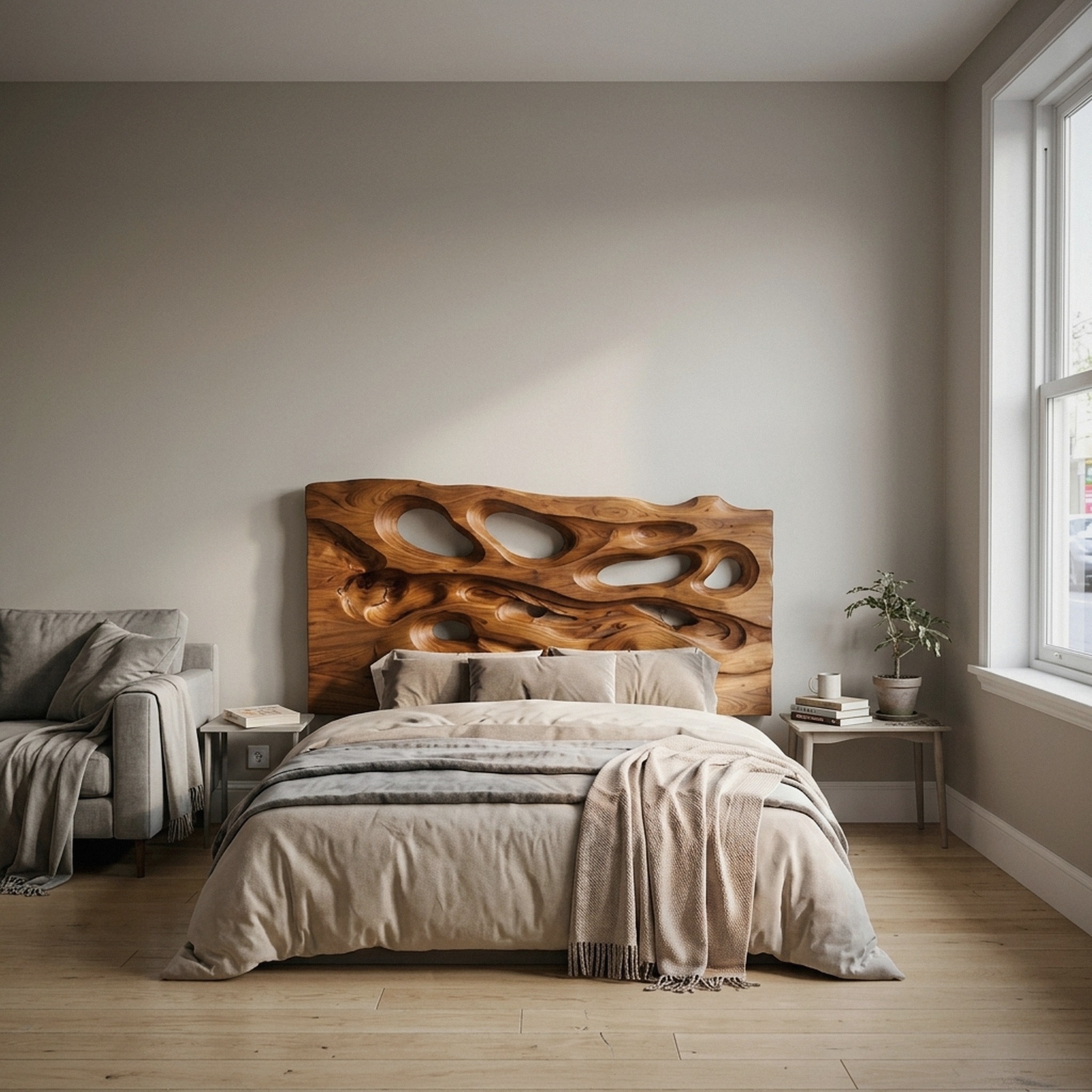 Contemporary Cutout Headboard Wooden Bed Headboard for Bedroom