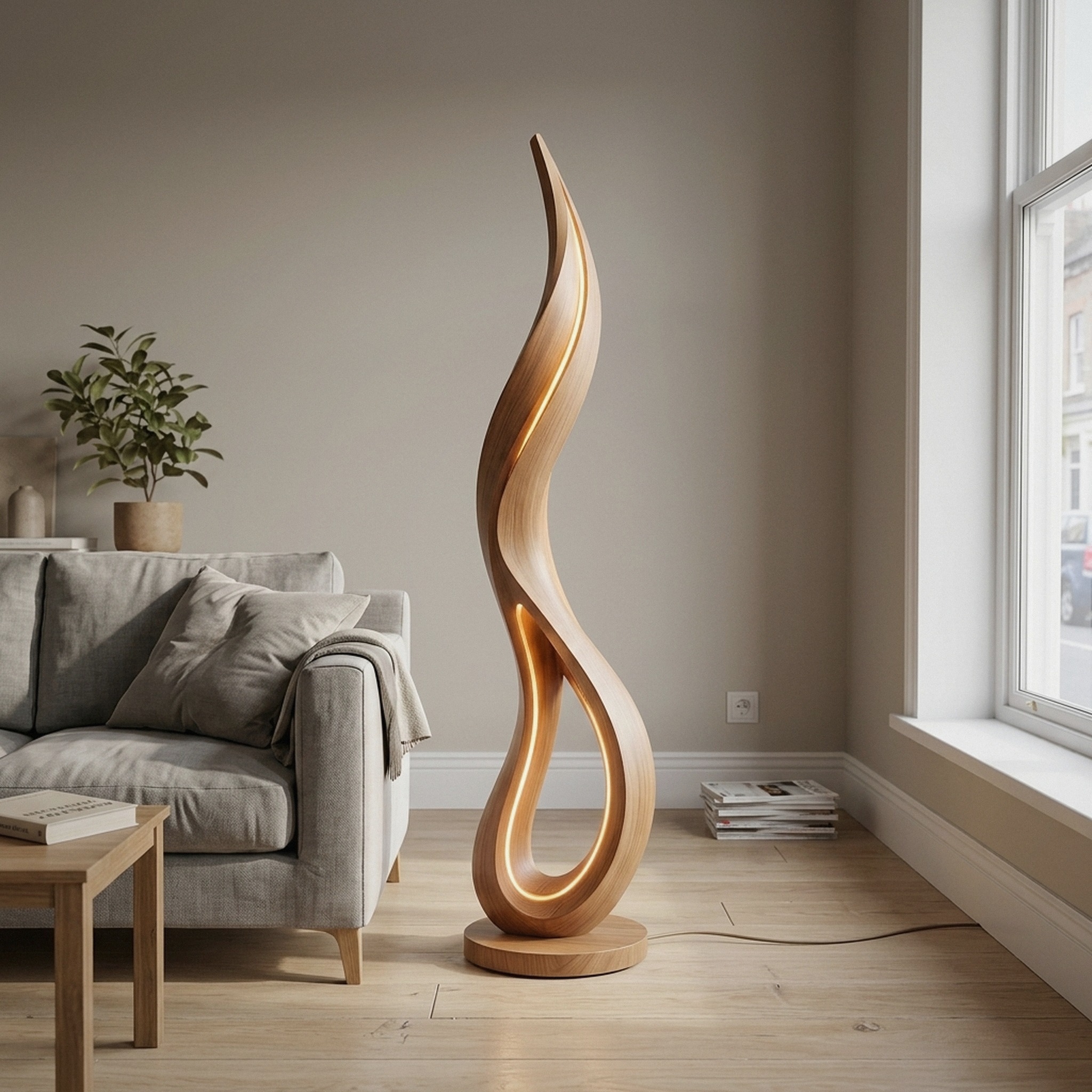 Contemporary Dancing Flame Floor Lamp for Living Room