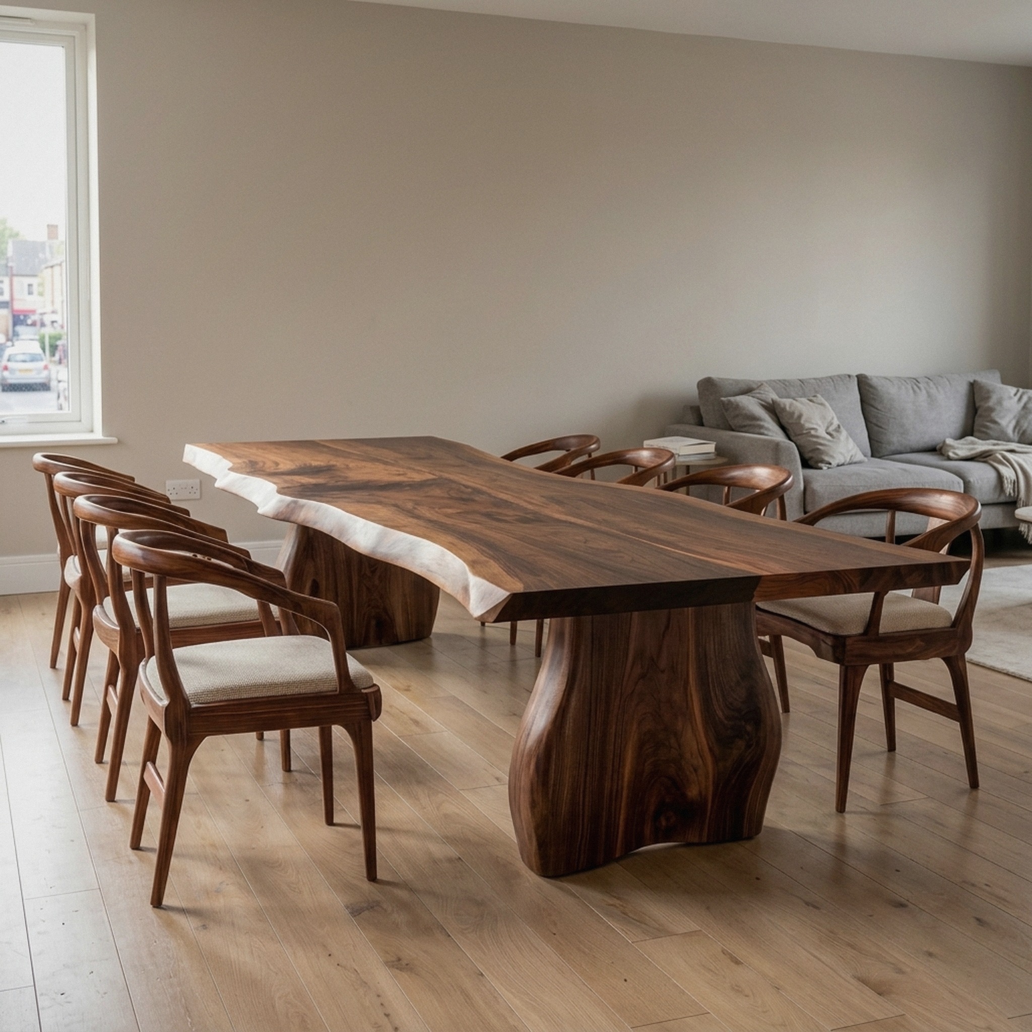 Contemporary Dining Table with Asymmetrical Natural Edge Top for Dining Room