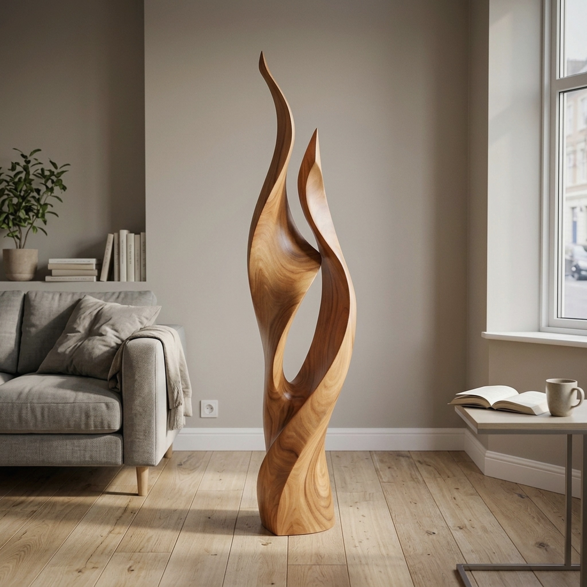 Contemporary Flame Floor Sculpture Modern Home Office