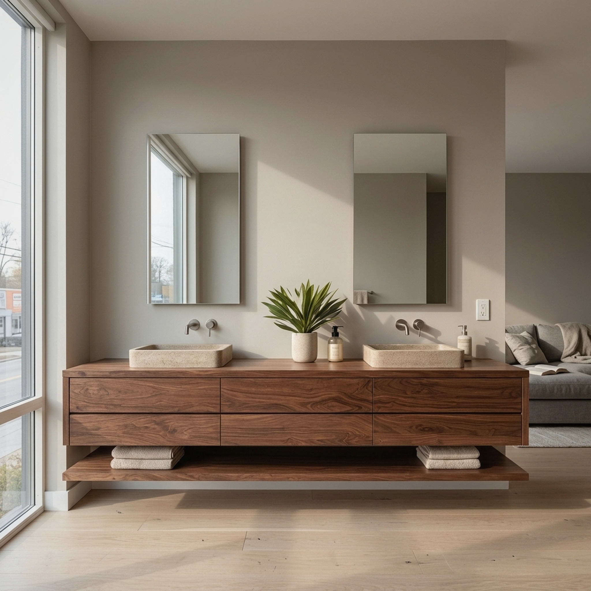 Contemporary Floating Bathroom Vanity with Multiple Drawers for Bathroom