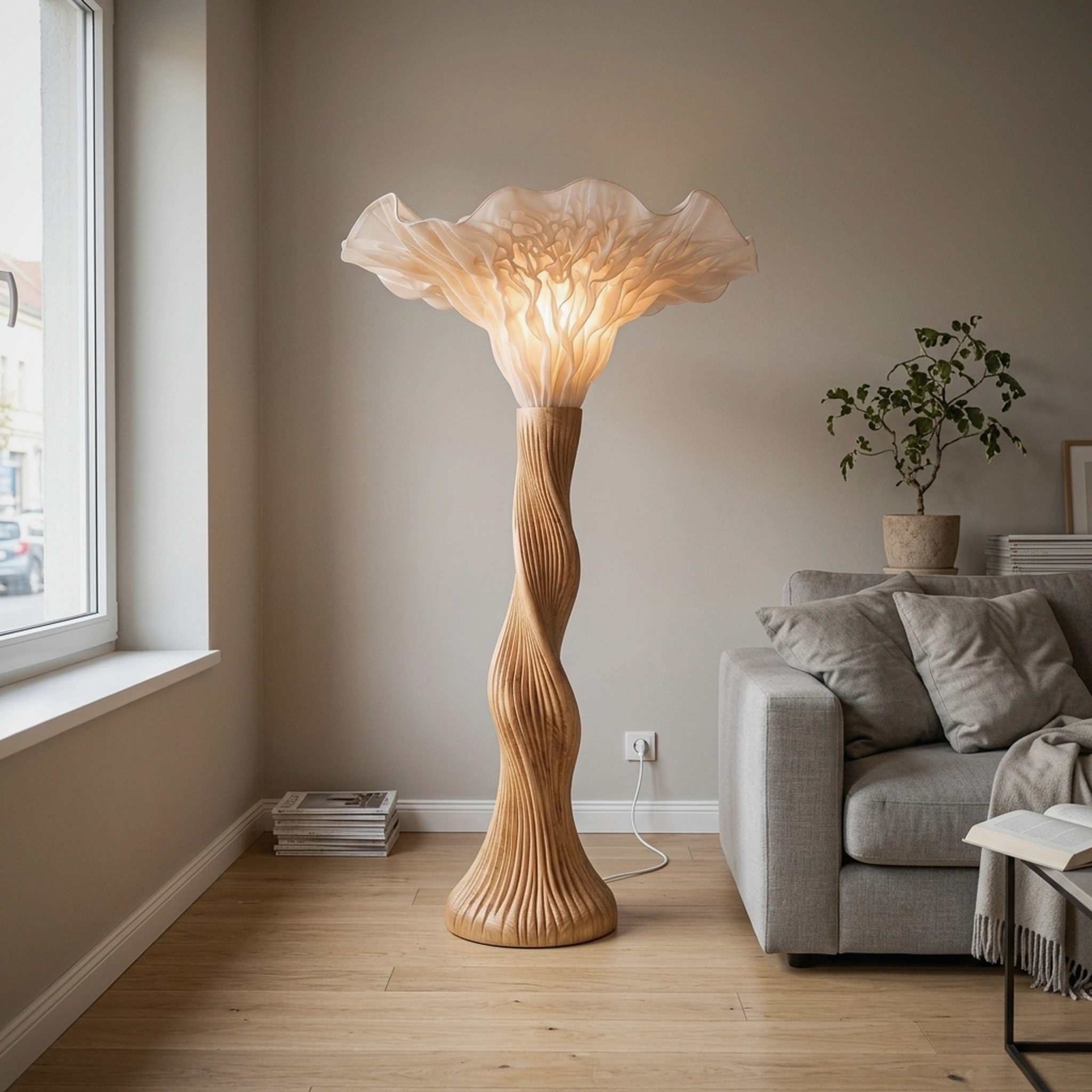 Contemporary Floor Lamp Artistic Mushroom Silhouette Lounge