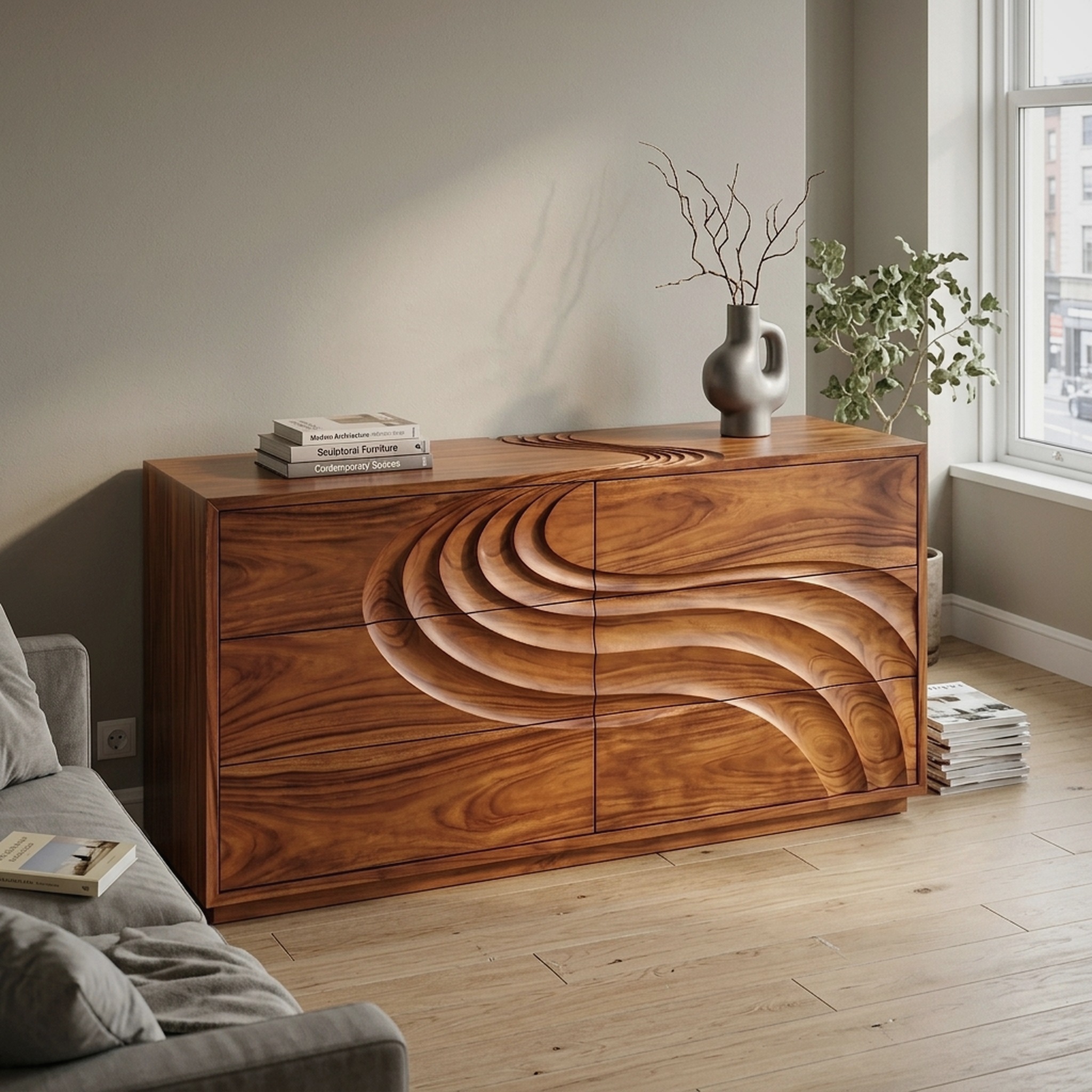 Contemporary Flow Dresser Drawer for Modern Bedroom