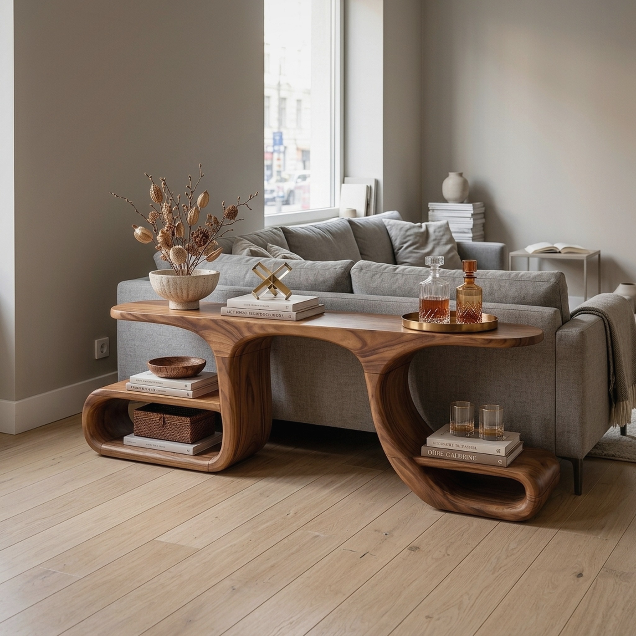 Contemporary Flowing Console Table for Modern Living Space