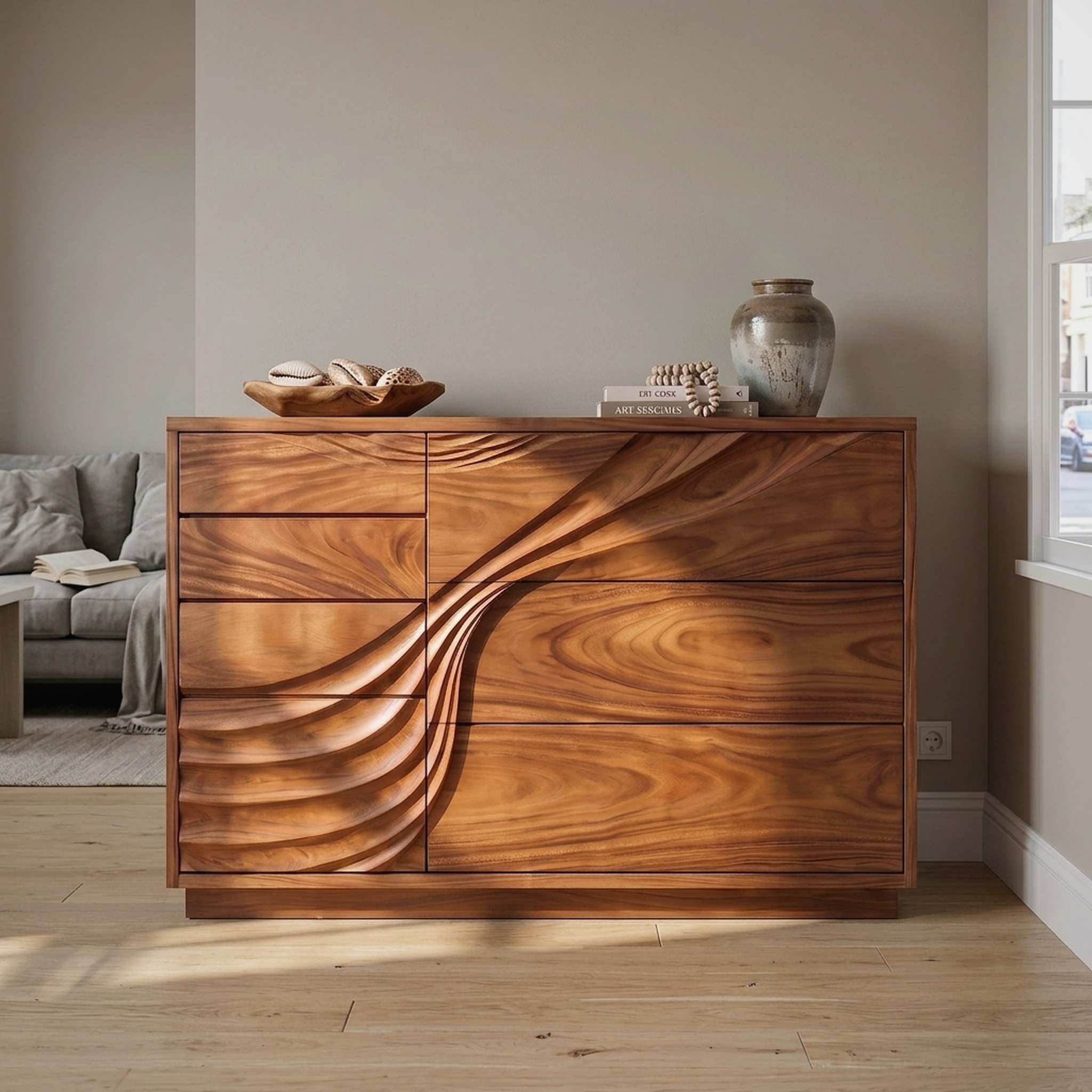 Contemporary Flowing Dresser Drawer for Bedroom Interior