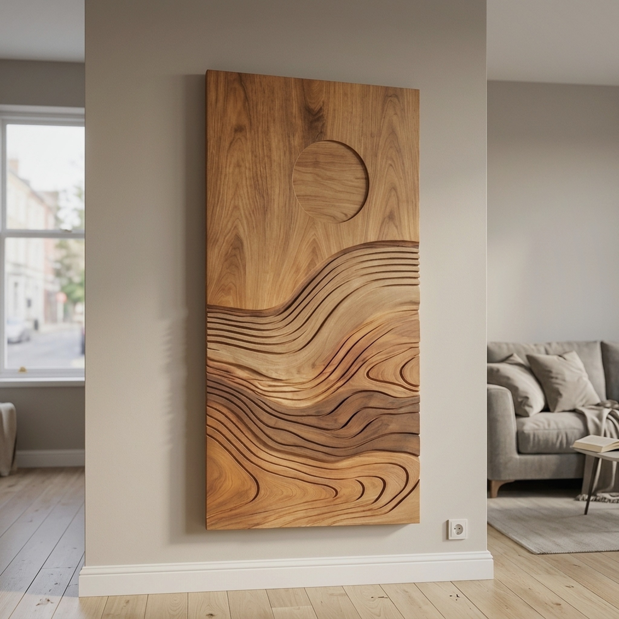 Contemporary Flowing Wood Wall Decor, Handcrafted Abstract Wave Wooden Wall Sculpture Art Panel for Entryway & Cozy Lounge Display